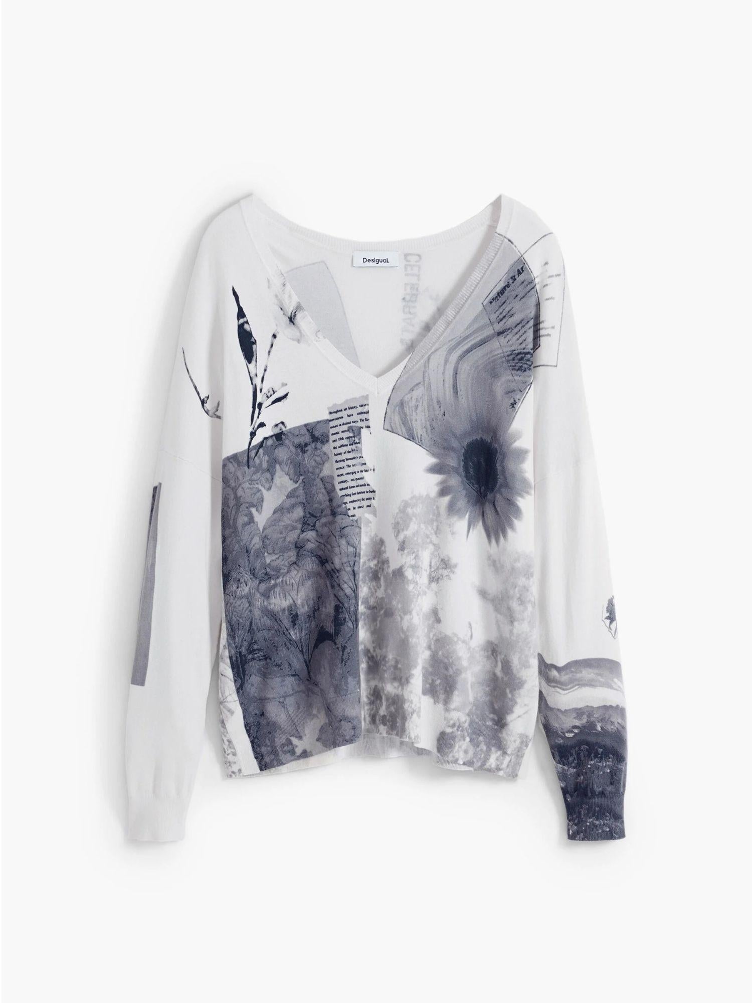 Desigual Maglione sottile collage Donna Bianco 25WWJF15 1000 DESIGUAL