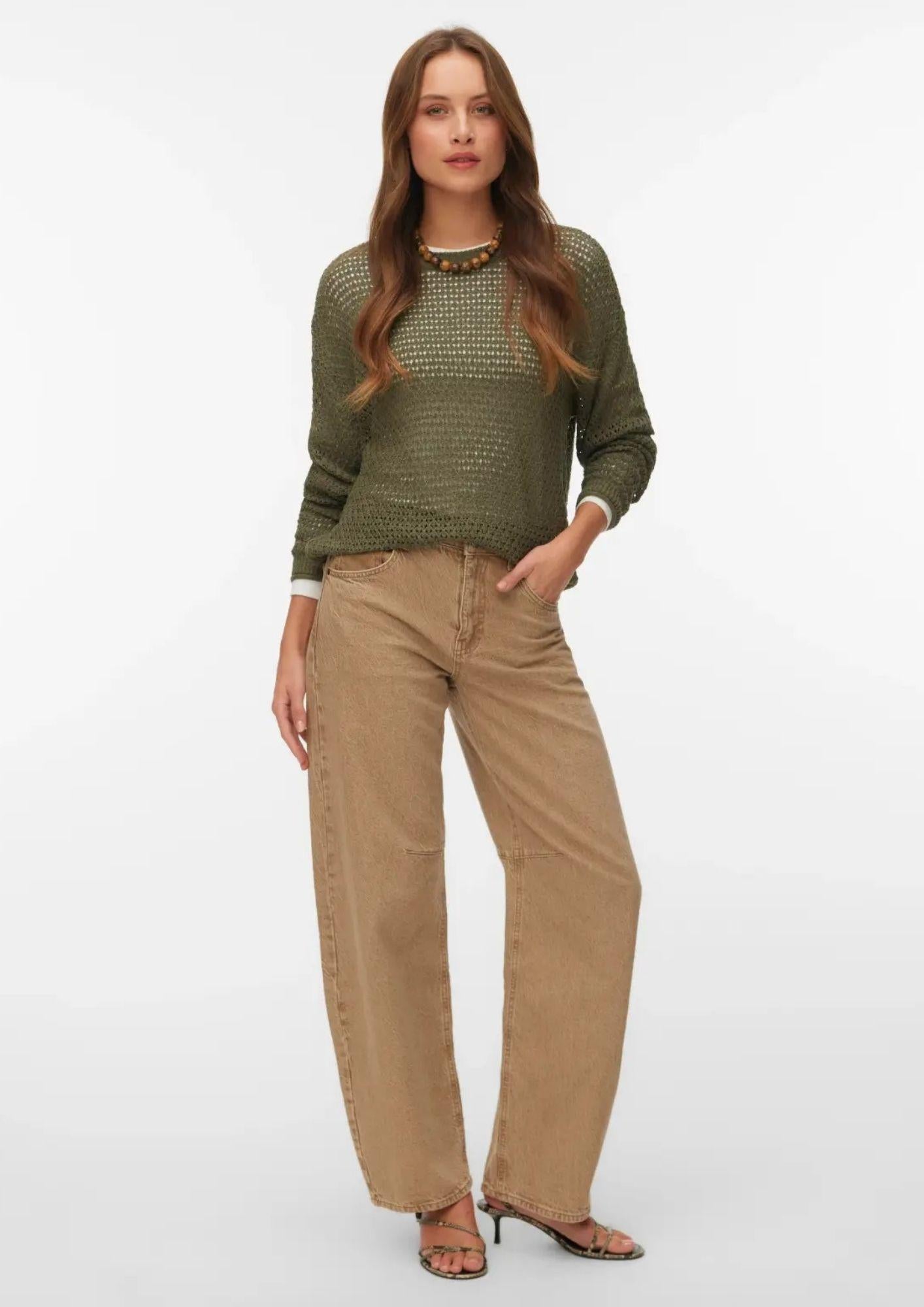 Vero Moda Pullover Donna Charlene Verde 10340125 Kalamata SOLID VERO MODA