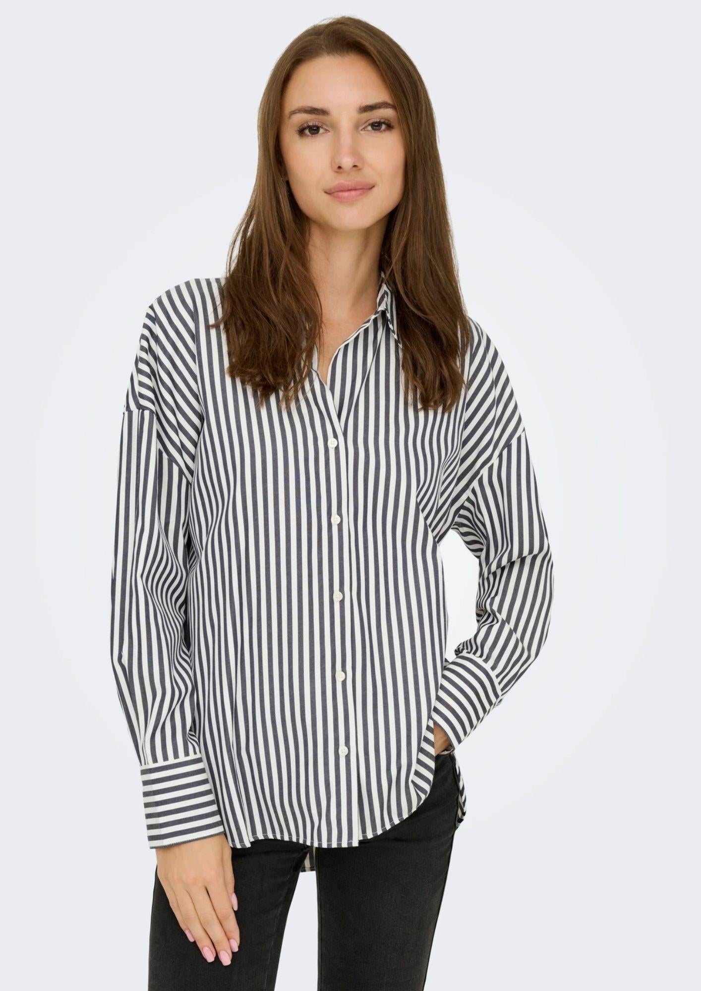 Jacqueline De Yong Camicia Donna Vesper Bianca a righe 15338857 Cloud Dancer CHOCOLATE TORTE JACQUELINE DE YONG