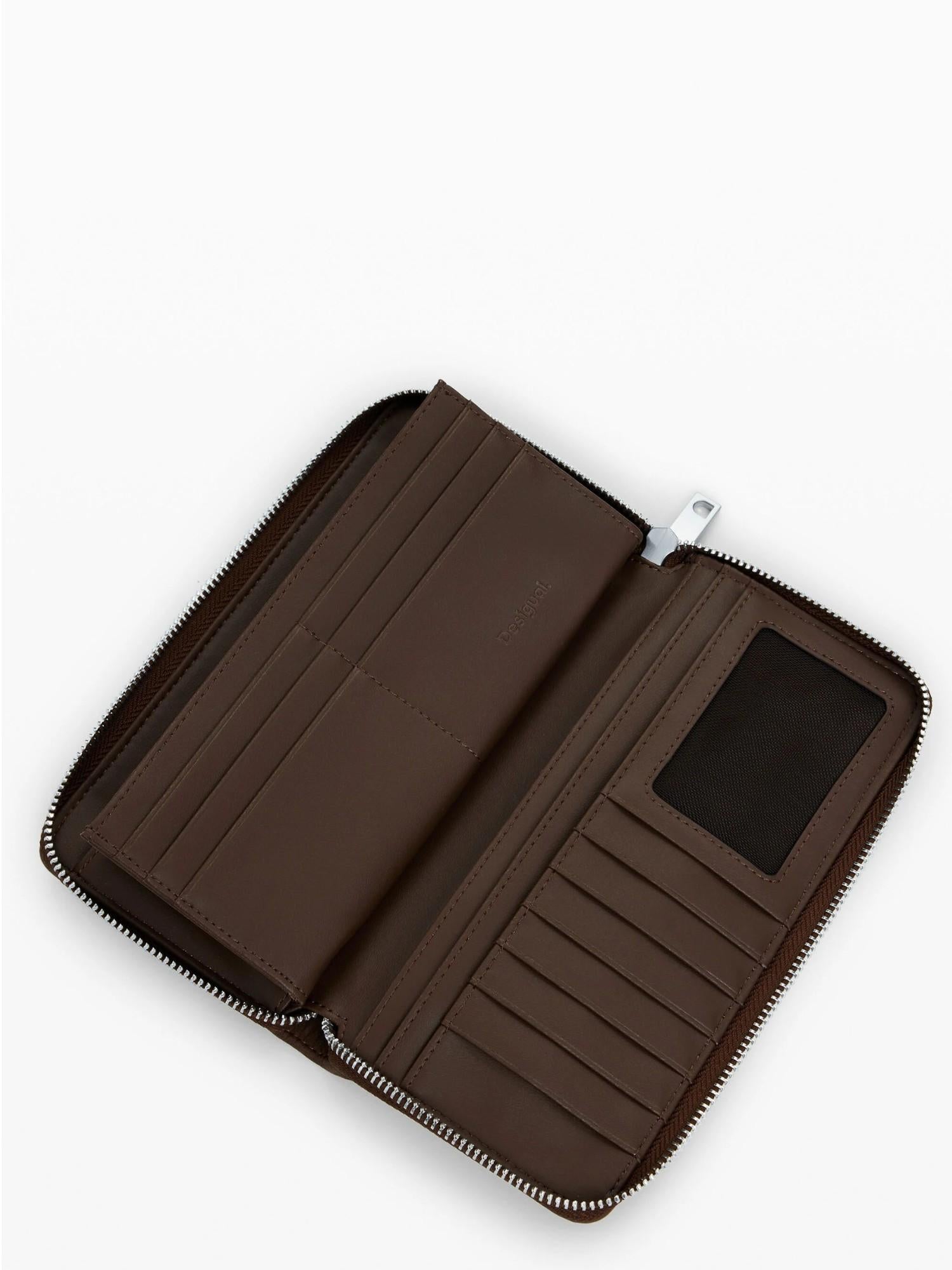 Desigual Portamonete grande effetto pelle con borchie Donna Marrone 25WAYP48 6009 DESIGUAL