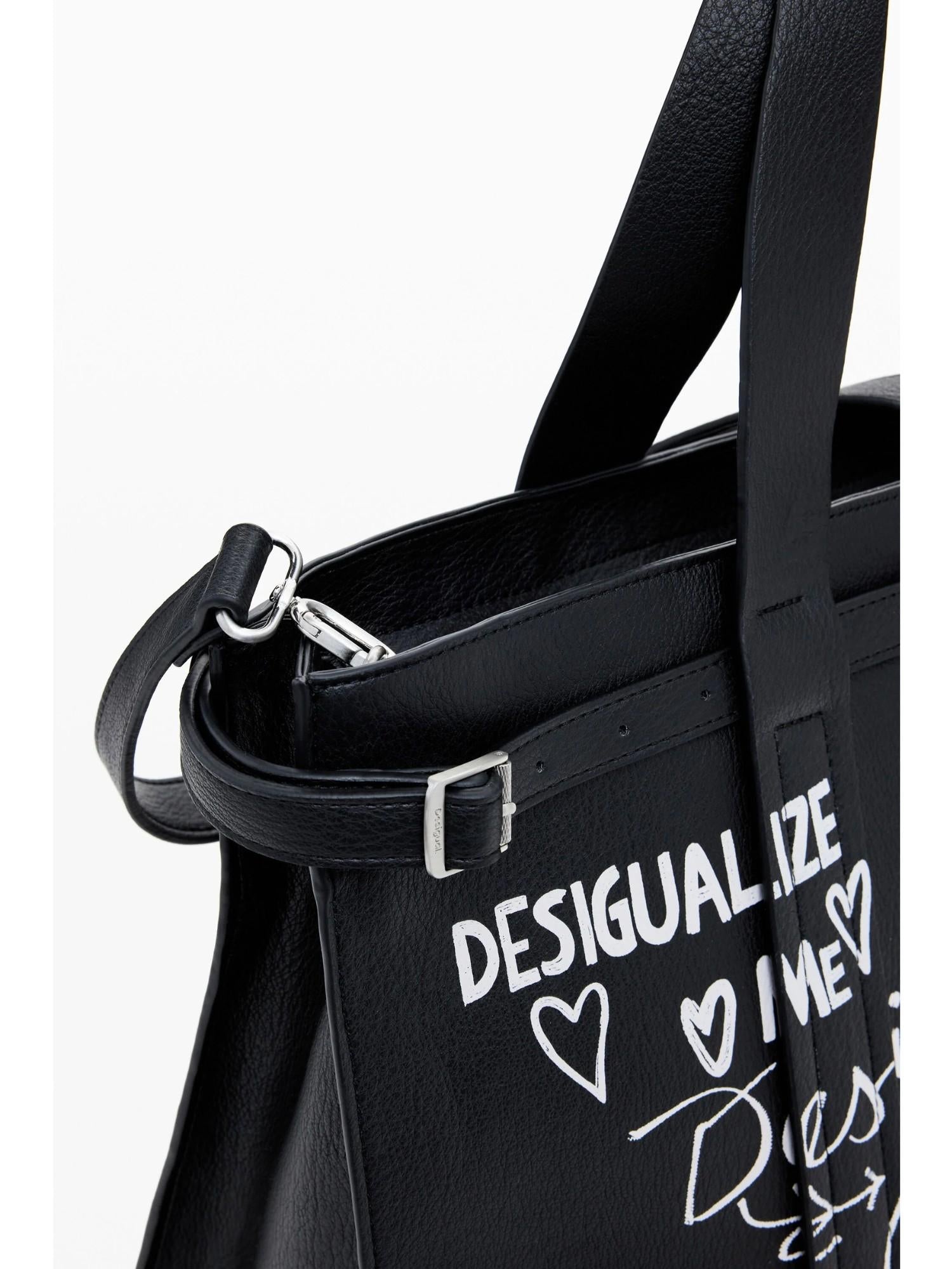 Desigual Shopper effetto pelle con lettere grande Donna Nero 25WAXPA5 2000 DESIGUAL