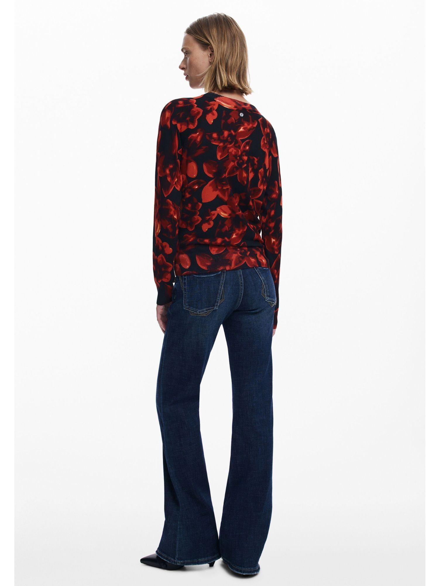 Desigual Maglione leggero a fiori Donna Nero 25WWJF16 2000 DESIGUAL