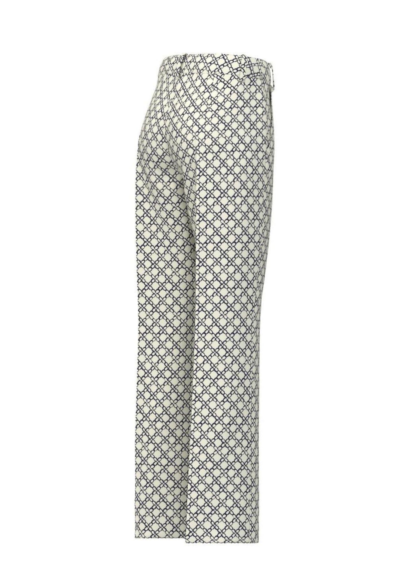 Emme Marella Pantalone Donna Emmclassi Bianco Lana FAntasia Geometrica 2615131201200 001 EMME MARELLA