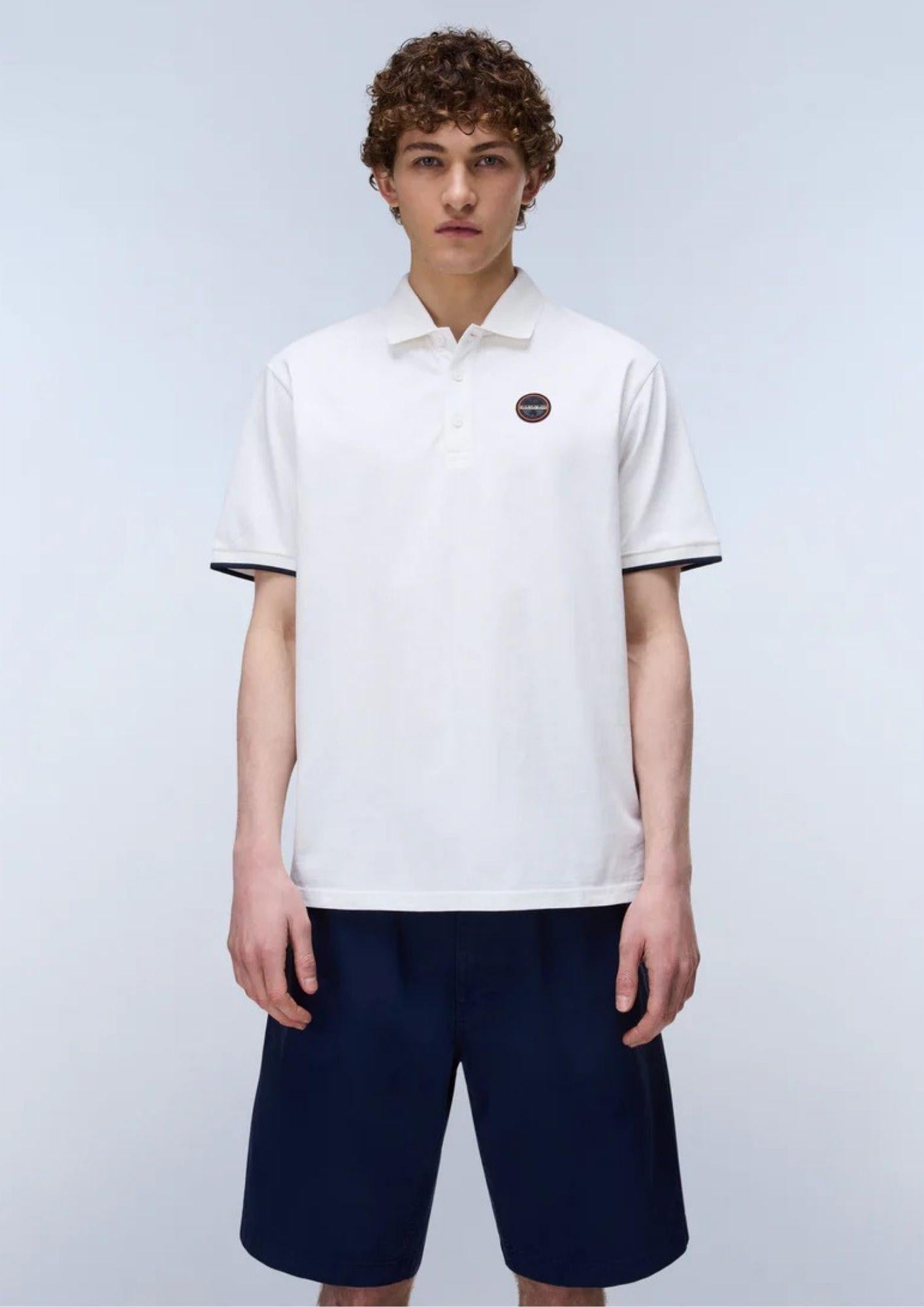 Napapijri Polo Uomo Badge Bianca NP0A4GAC 206 NAPAPIJRI