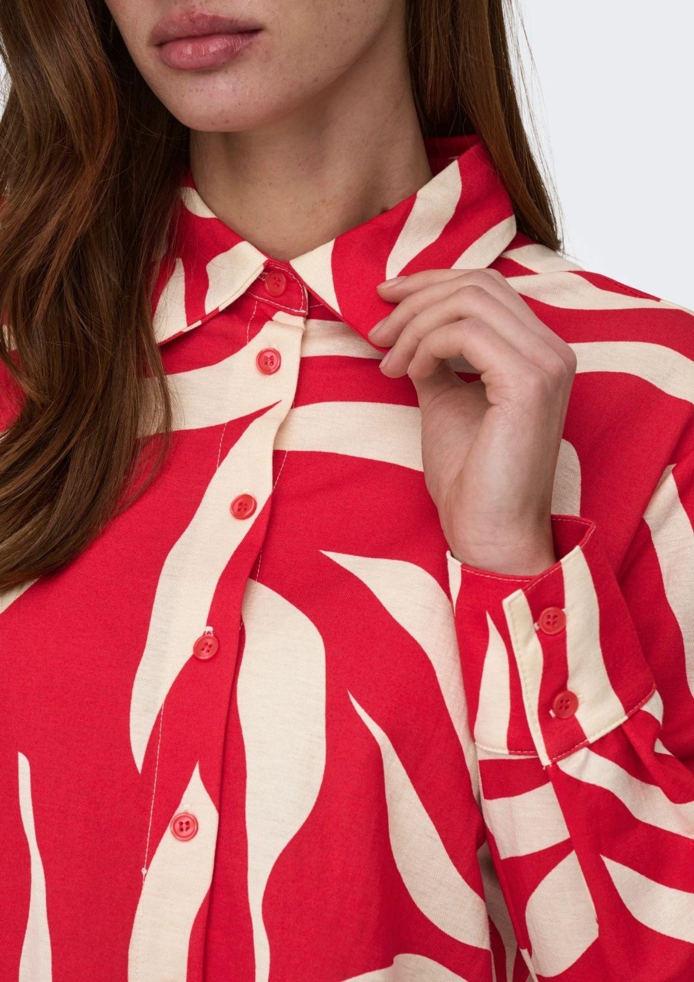 Only Camicia Donna Sakura Bianco e Rosso 15366883 Barbados Cherry ONLY