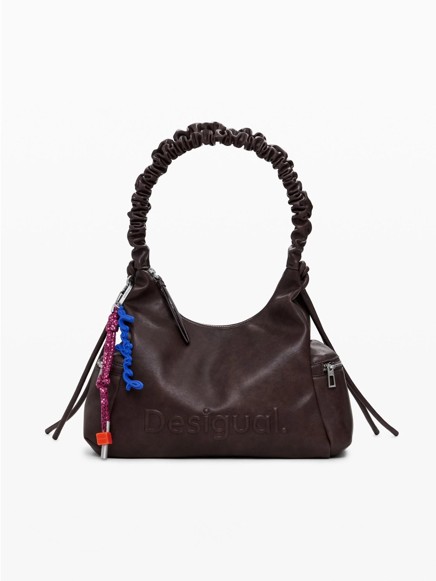 Desigual Borsa logo 3D con manico arricciato media Donna Marrone 25WAXPAY 6009 DESIGUAL