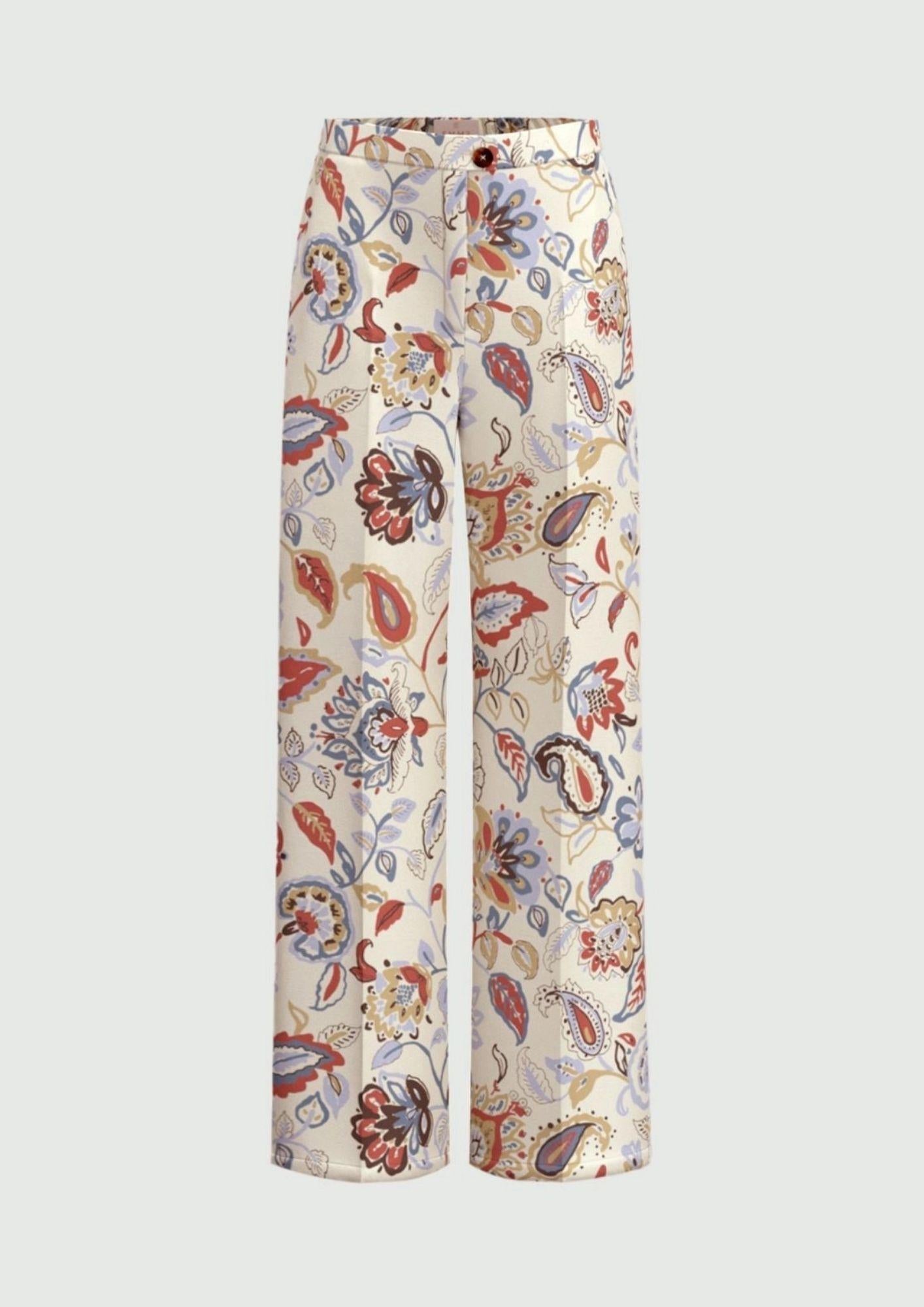 Emme Marella Pantalone Donna Emmbaobab BIanco Lana Fantasia Floreale 2615131241200 012 EMME MARELLA