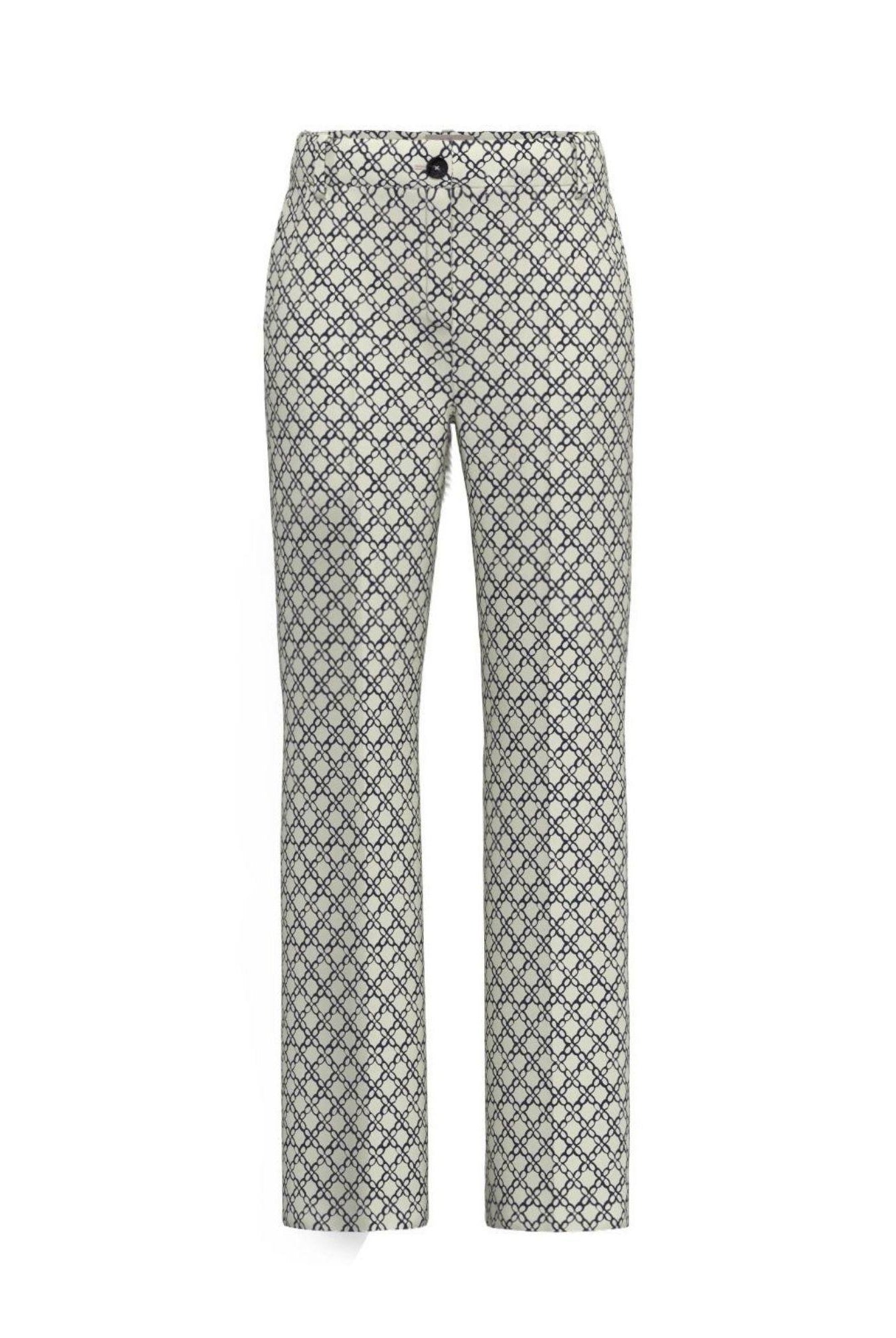 Emme Marella Pantalone Donna Emmclassi Bianco Lana FAntasia Geometrica 2615131201200 001 EMME MARELLA