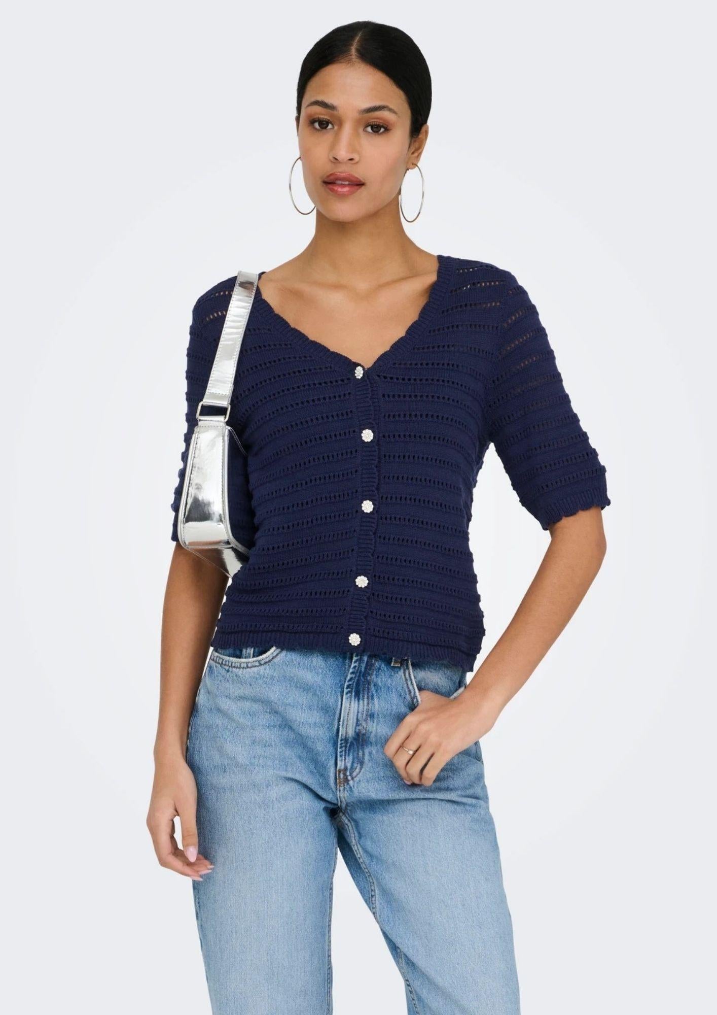Jacqueline De Yong Cardigan Donna Tanja Blu 15366211 Black Iris JACQUELINE DE YONG