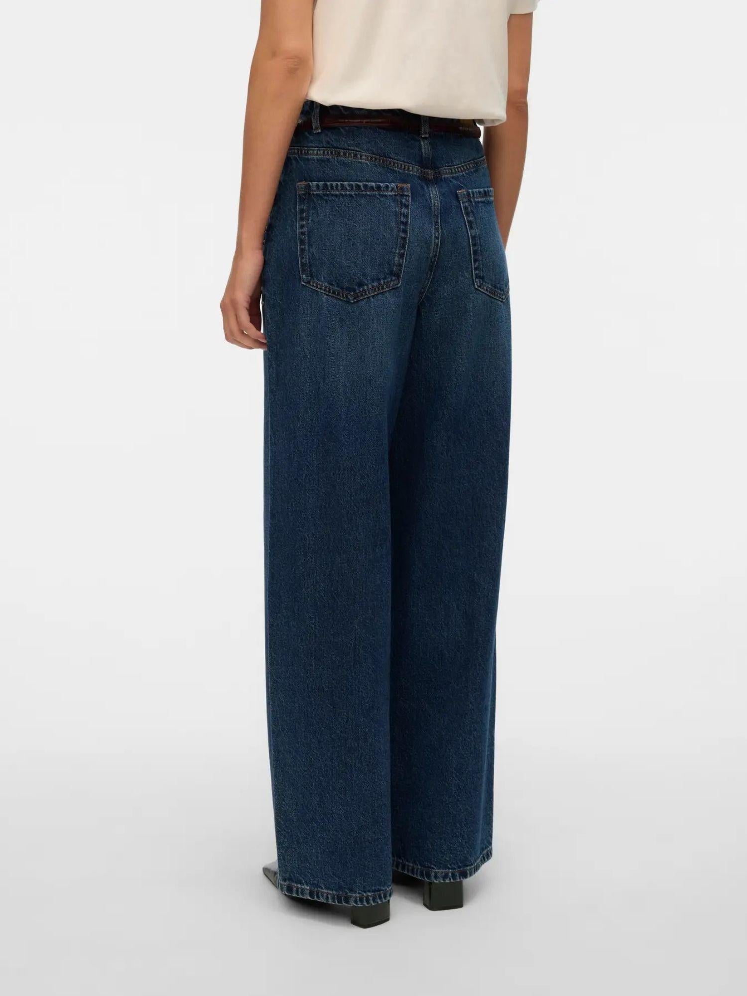 Vero Moda Jeans Donna Rae Wide Fit Dark Blue Denim 10336550 Dark Blue Denim VERO MODA