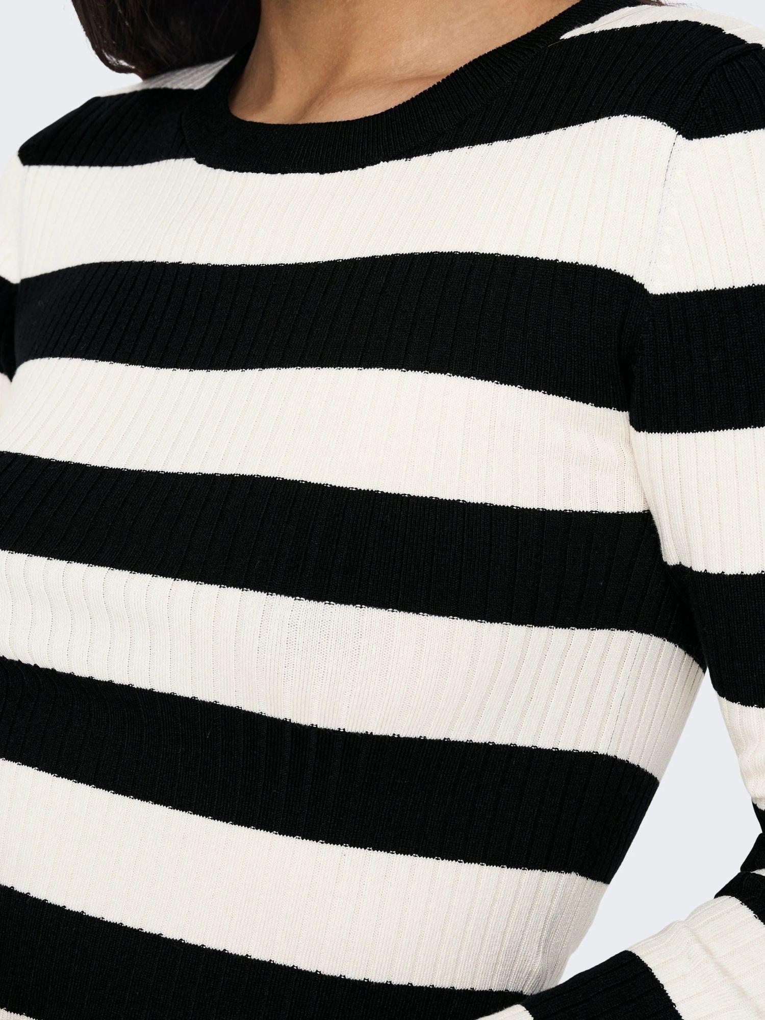 Jacqueline De Yong Maglione Donna Plum Nero Eggnog Stripes 15277223 Black W EGGNOG STRIPES JACQUELINE DE YONG