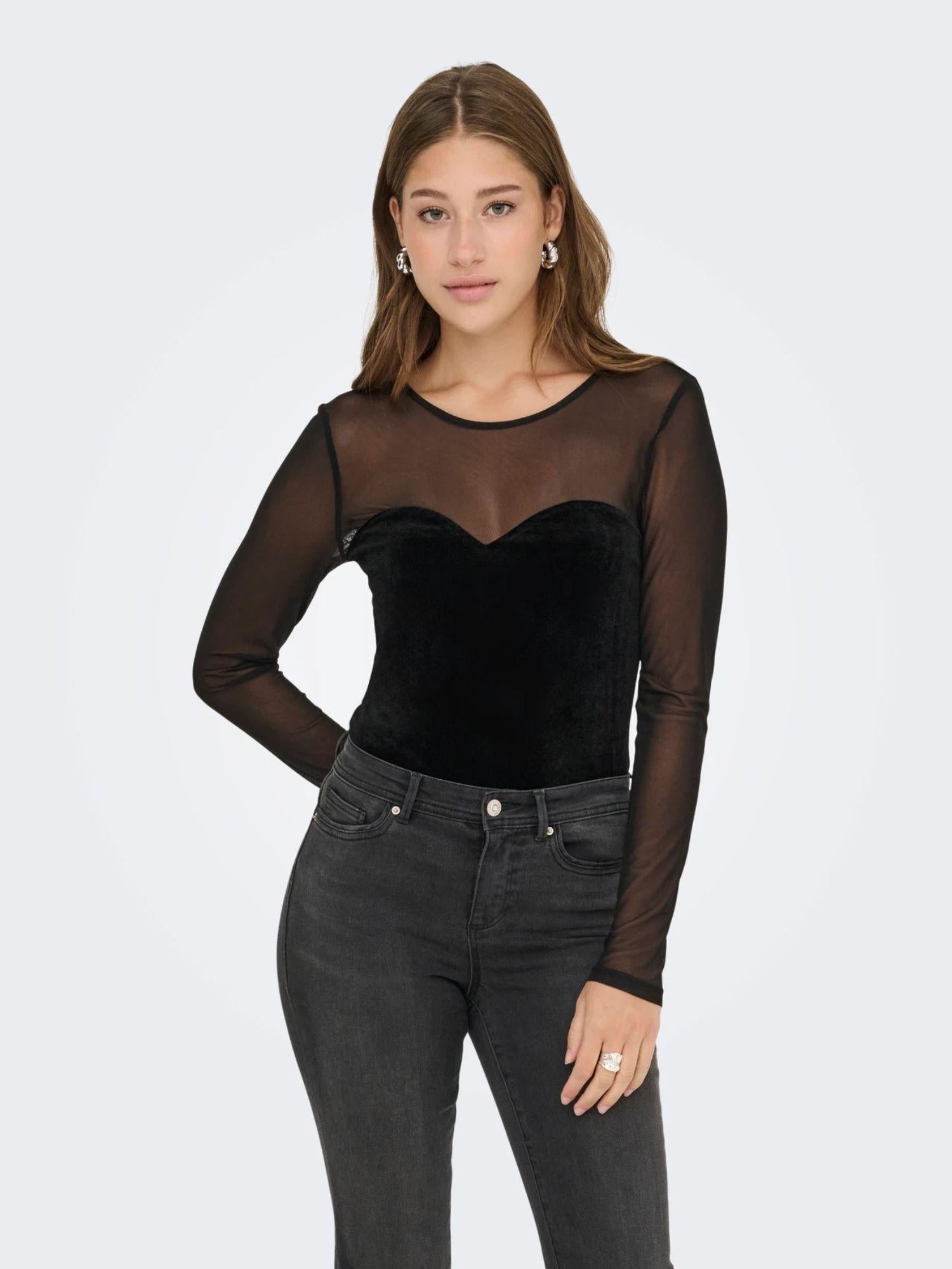 Only ONLSMOOTH Top Donna Nero 15360668 Black Heart ONLY