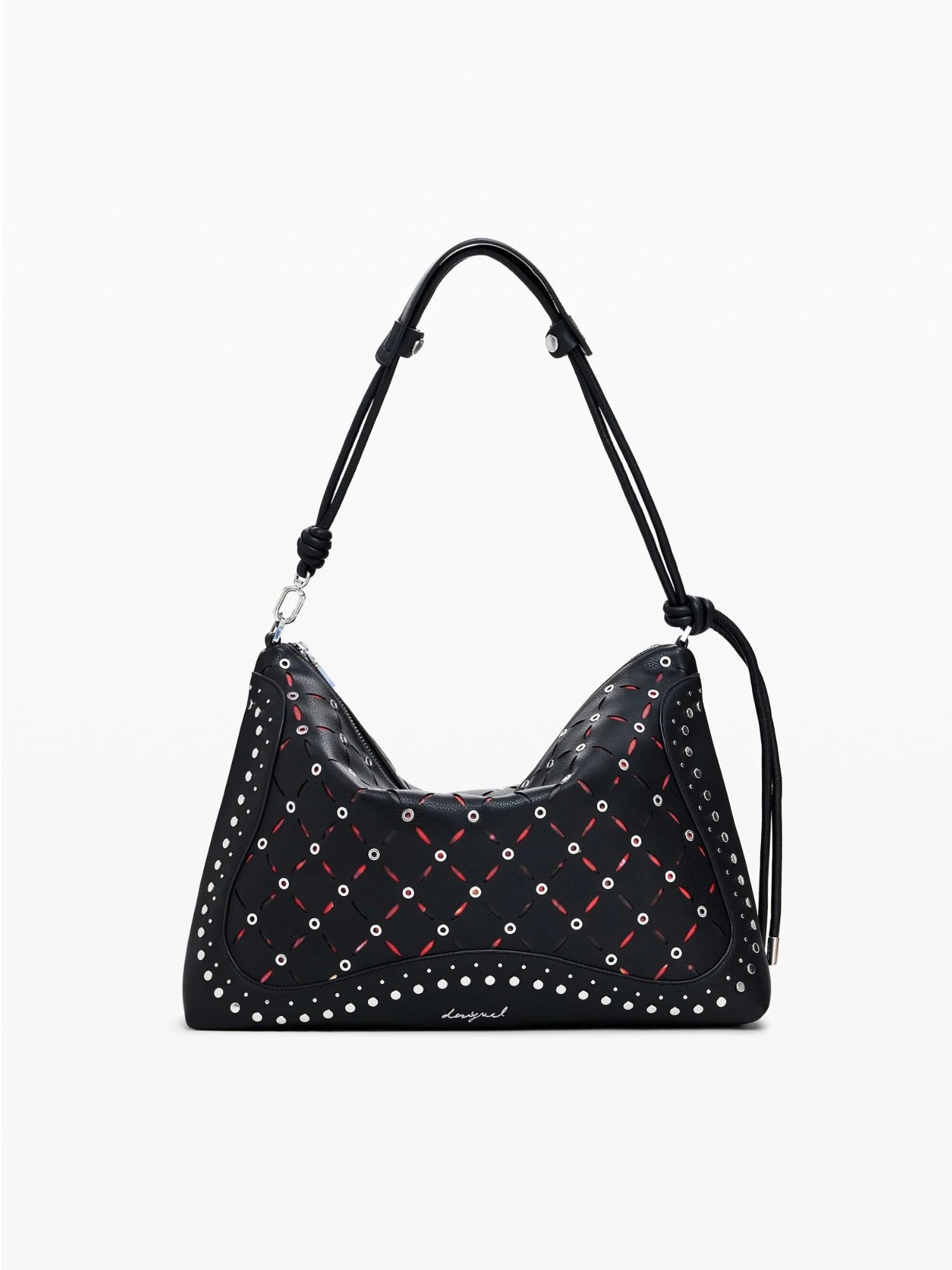 Desigual Borsa effetto pelle traforata media Donna Nero 25WAXP37 2000 DESIGUAL