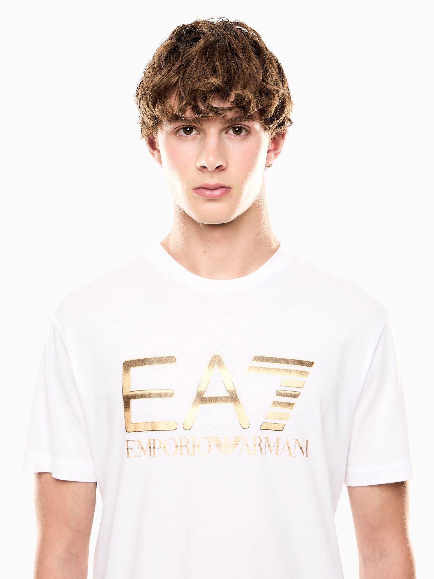 EA7 Emporio Armani T-shirt Logo Series in cotone con maxi logo Uomo Bianco 7M001189 AF17789 U0002 EA7 EMPORIO ARMANI