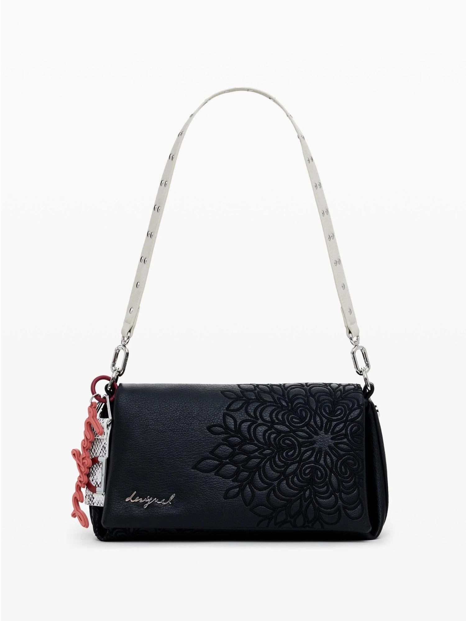 Desigual Borsa a tracolla effetto pelle ricamata media Donna Nero 25WAXPBD 2000 DESIGUAL
