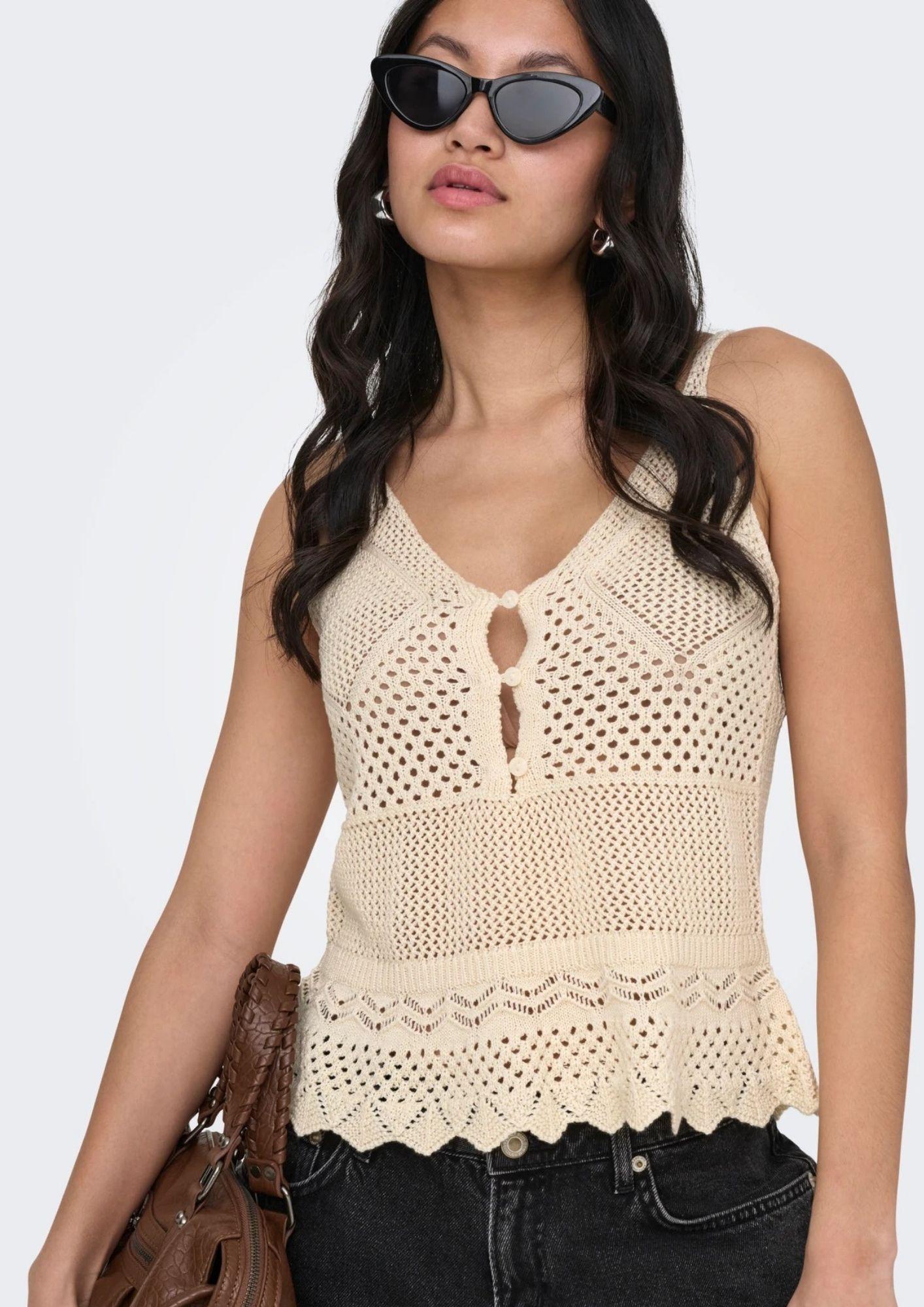 Only Top Donna Lison Ecrù 15369246 Ecru Dtm FMOP Button ONLY