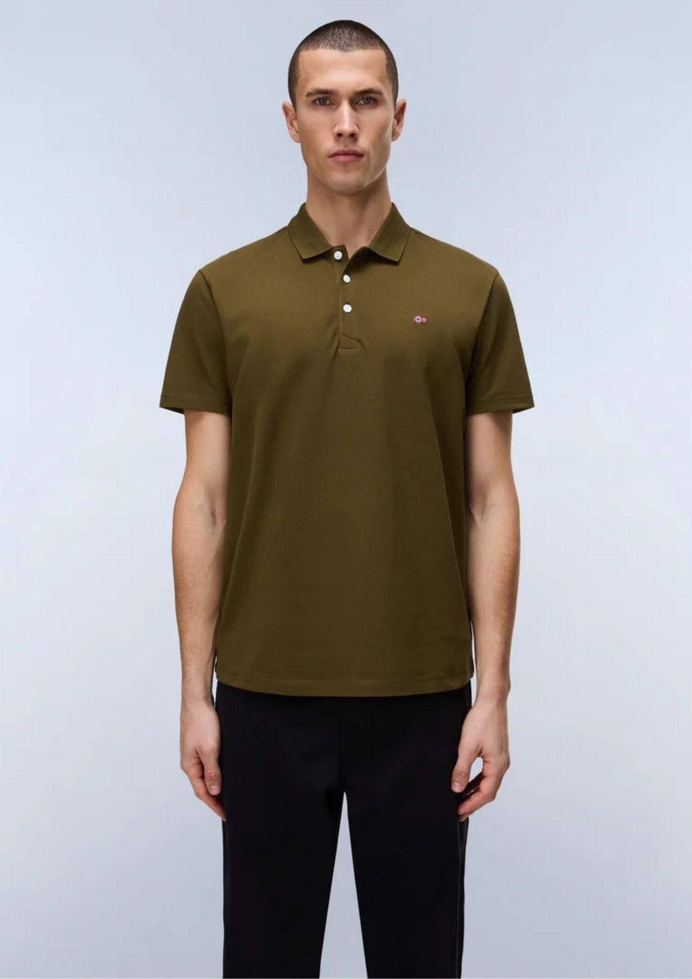 Napapijri Polo Uomo Ealis Verde Oliva Scuro NP0A4H8B G3A NAPAPIJRI