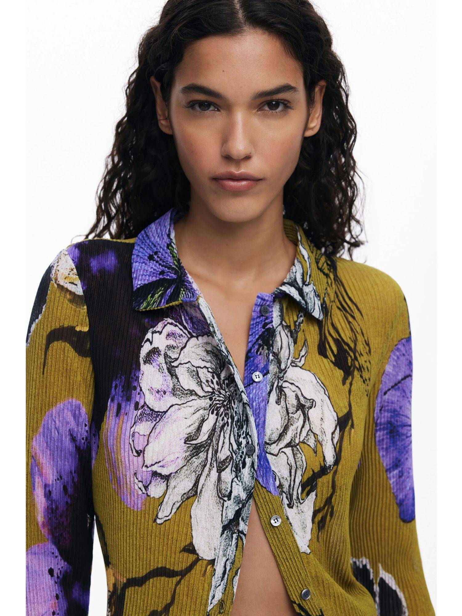 Desigual Maglietta abbottonata disegnata da Mr. Christian Lacroix Donna Verde 25WWTK35 4010 DESIGUAL