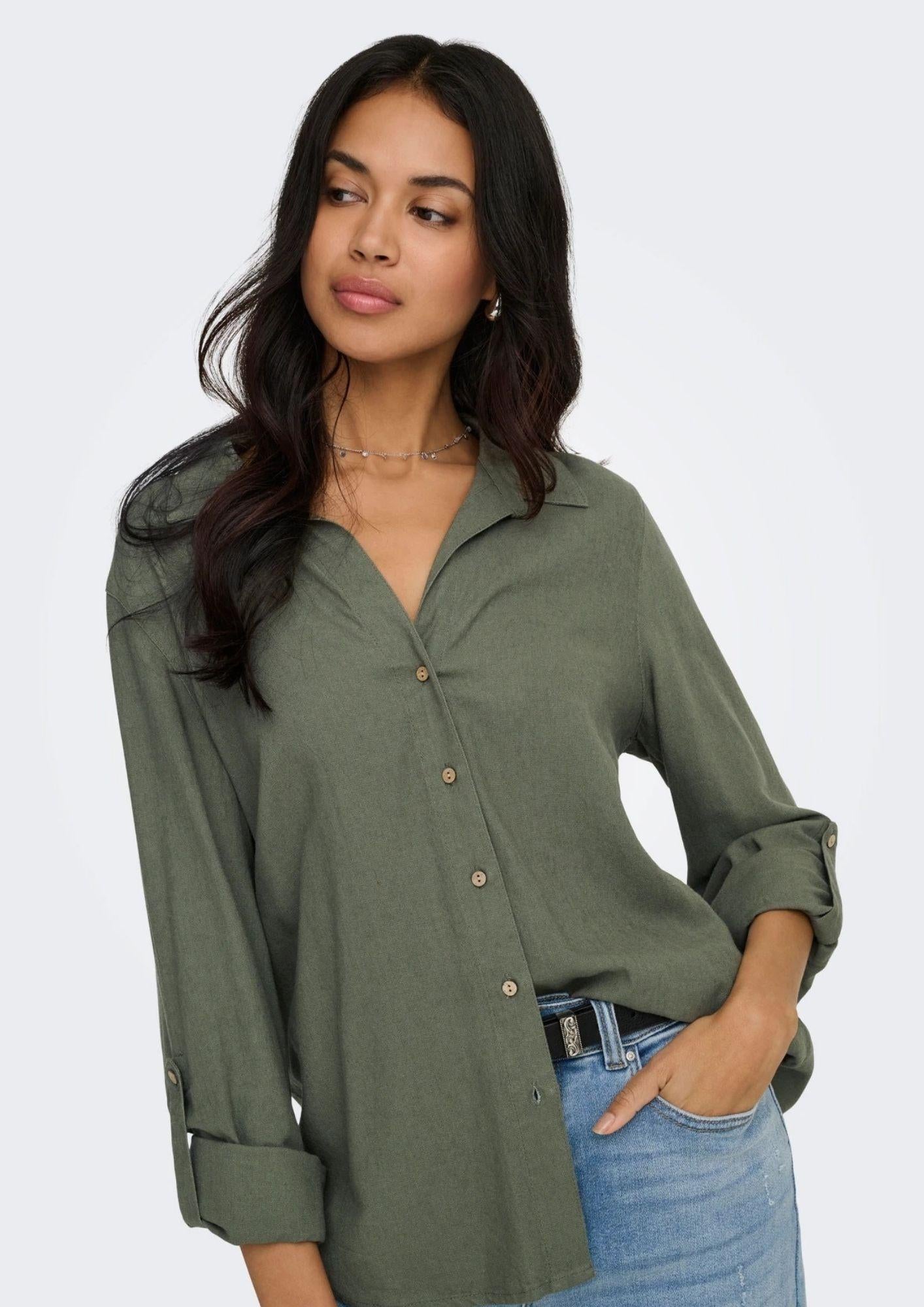 Only Camicia Donna Goa Verde Oliva 15363991 Smokey Olive ONLY