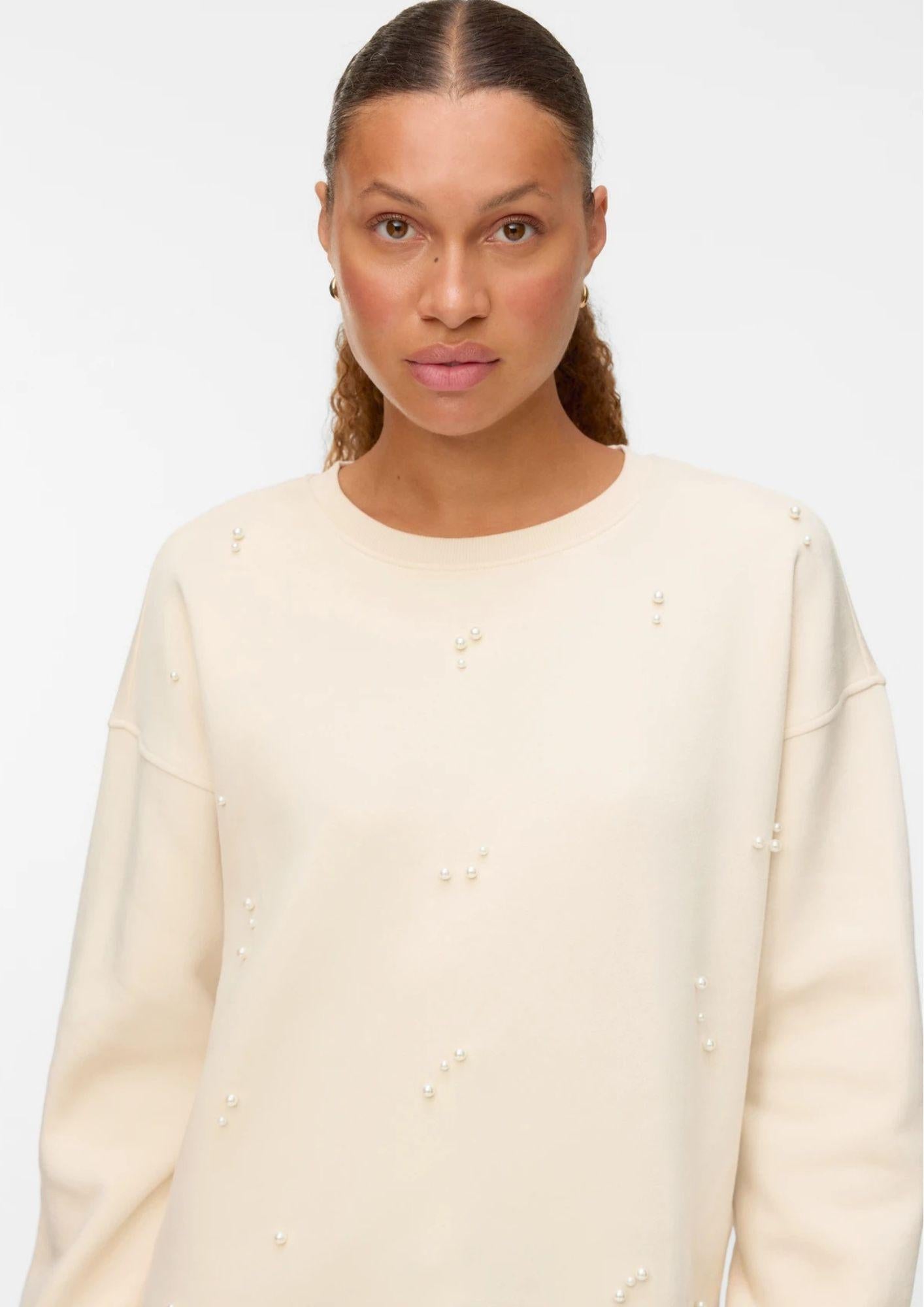 Vero Moda Felpa Donna Fatilda Beige 10333582 Birch PEARLS VERO MODA