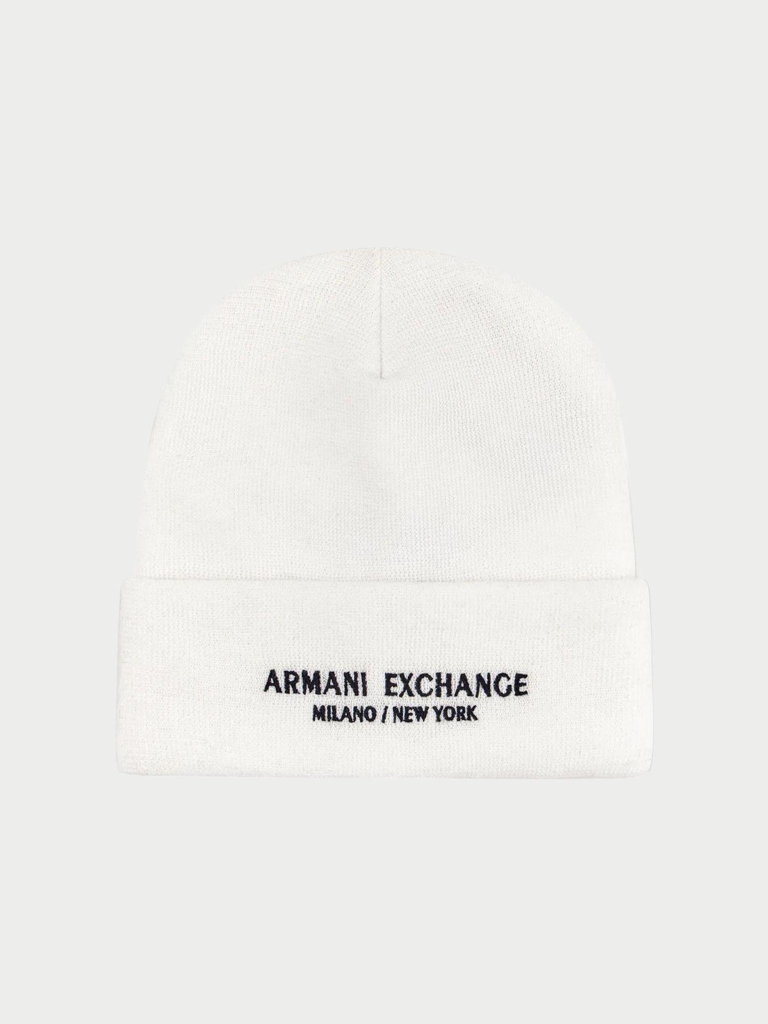 Armani Exchange Cappello Uomo Bianco Beanie Milano New York XM001637 AF16950 U0009 ARMANI EXCHANGE