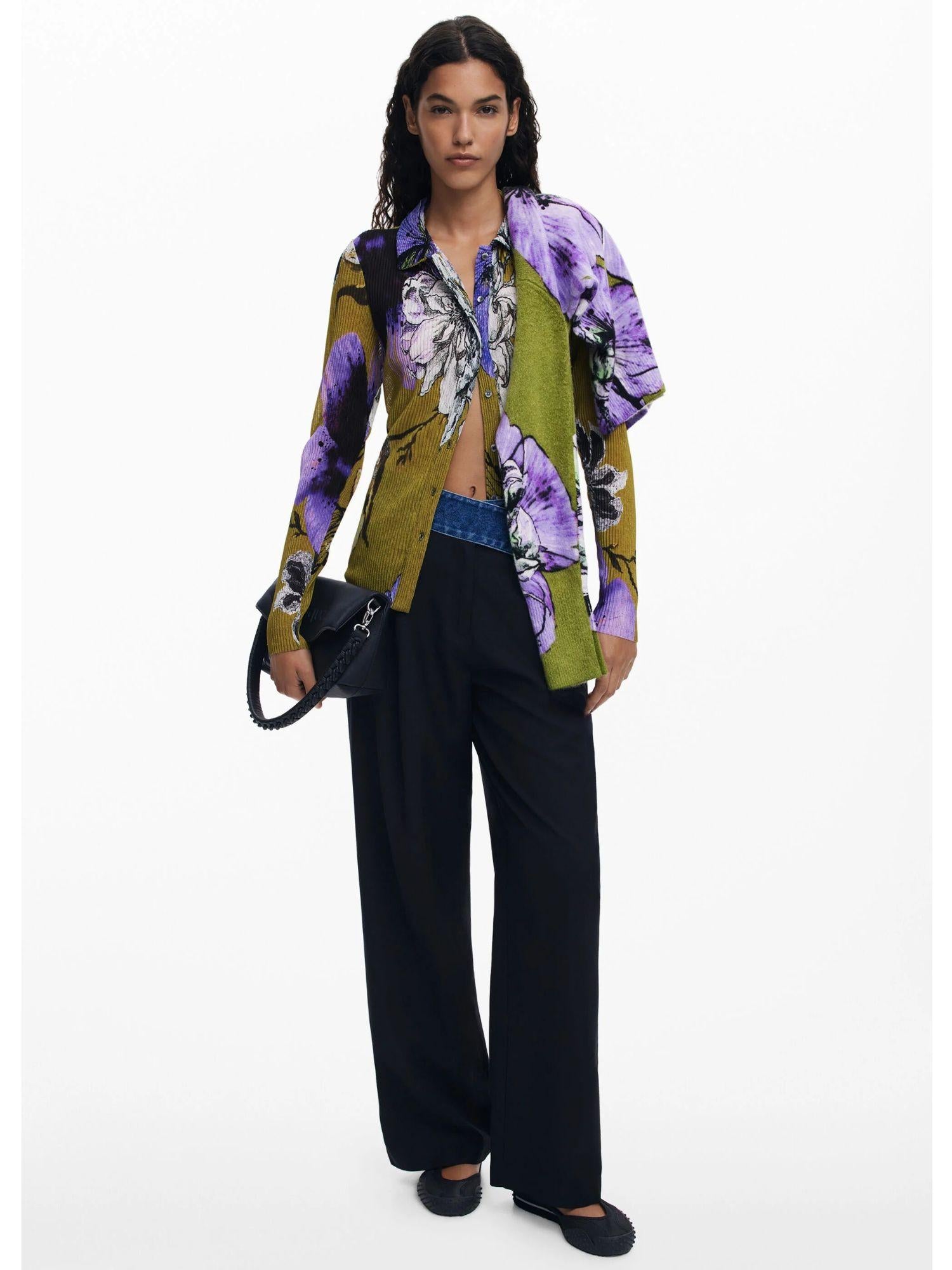 Desigual Maglietta abbottonata disegnata da Mr. Christian Lacroix Donna Verde 25WWTK35 4010 DESIGUAL