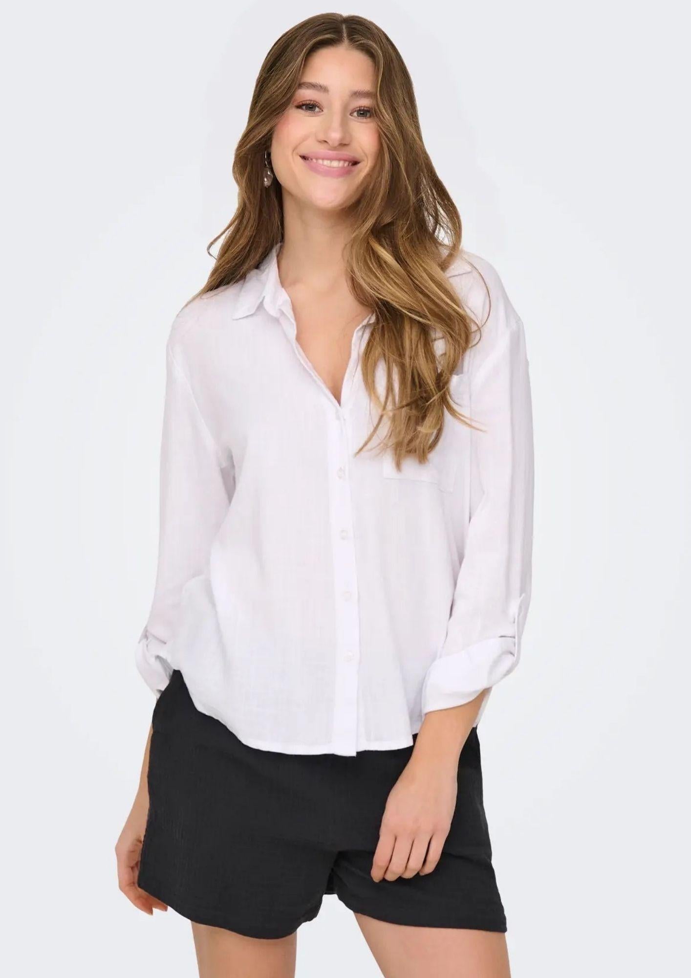 Jacqueline De Yong Camicia Donna Caya Bianca 15346548 Bright White JACQUELINE DE YONG