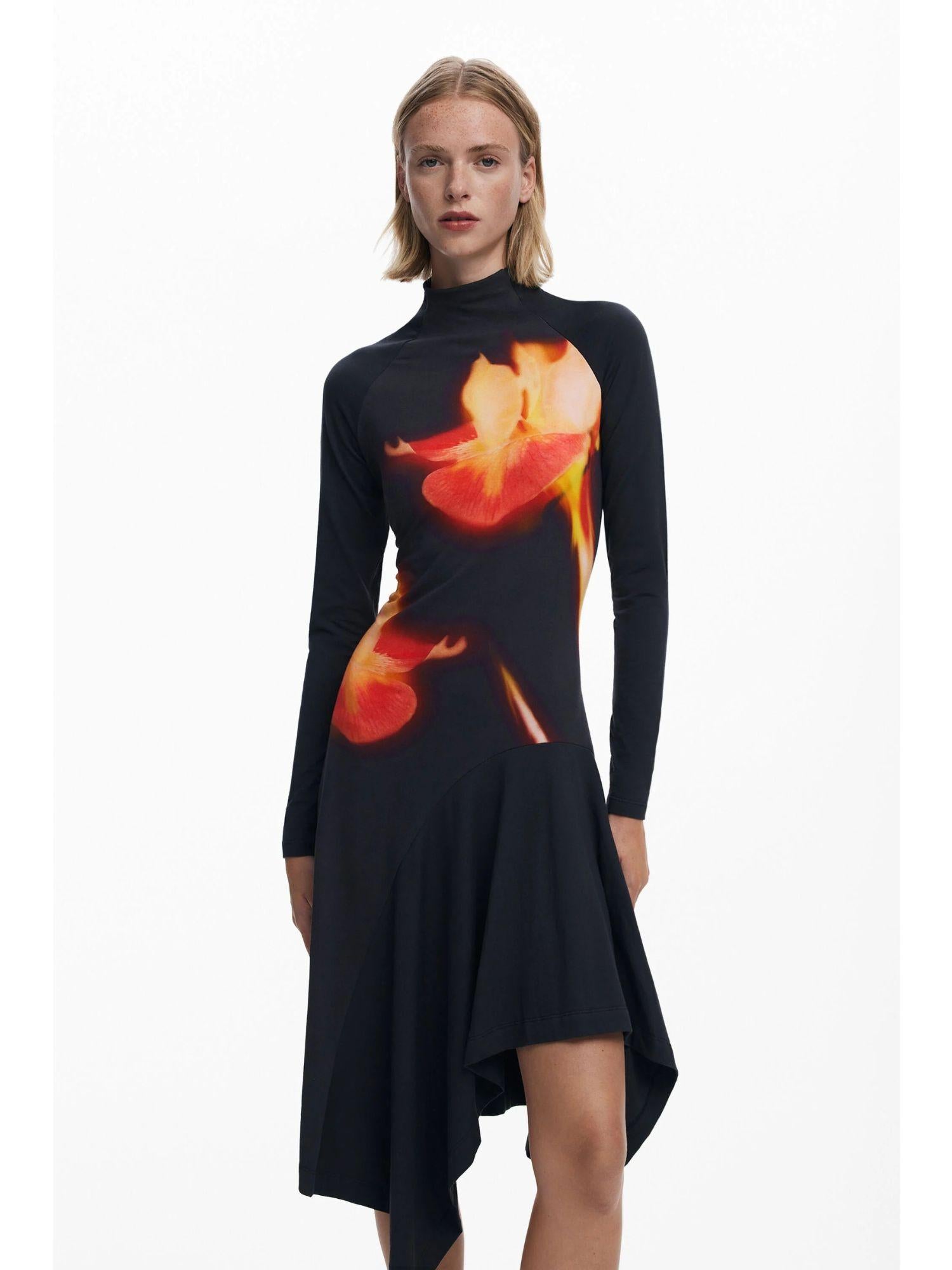 Desigual Abito aderente asimmetrico Donna Nero 25WWVK40 2000 DESIGUAL