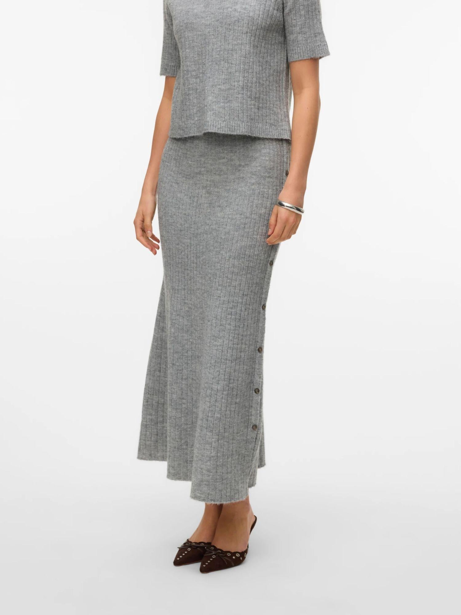 Vero Moda Gonna Midi Donna Sally Light Grey Melange 10334898 Light Grey Melange VERO MODA