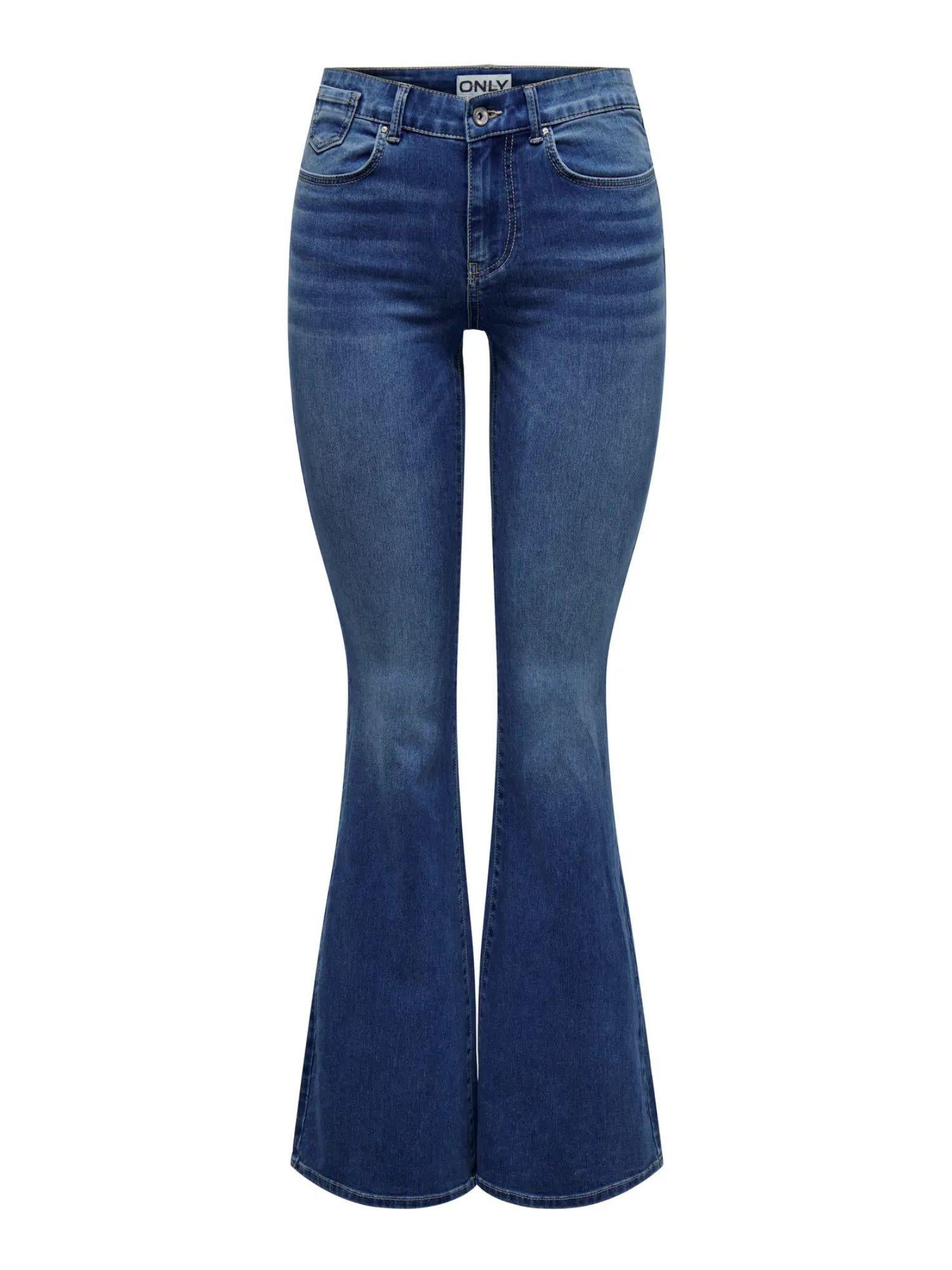 Only ONLREESE Jeans Flared Fit Donna Light Medium Blue Denim 15309845 Light Medium Blue Denim ONLY