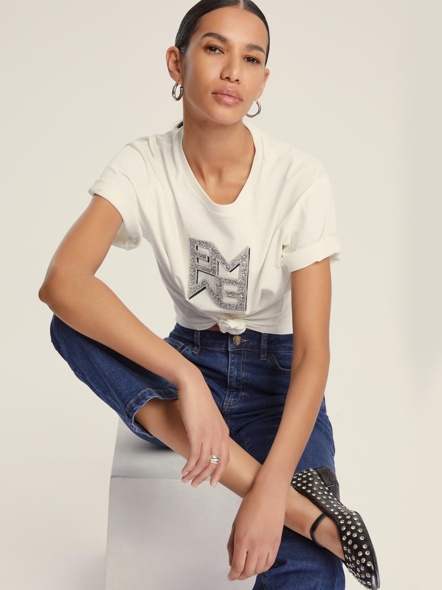 Emme Marella Jeans flare aderente cropped Donna Ibisco Blu 2525186071200 002 EMME MARELLA