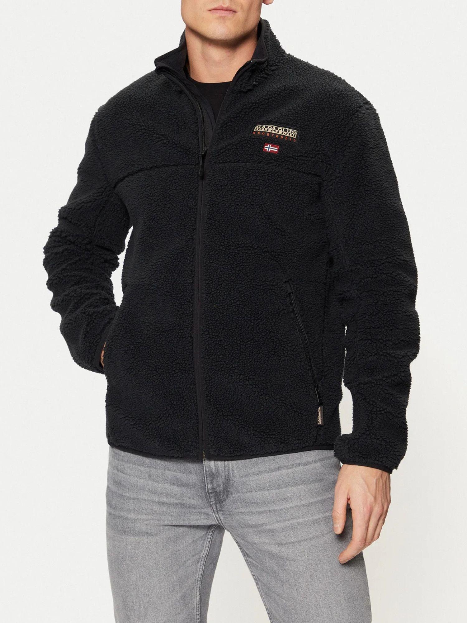 Napapijri Felpa Uomo di pile con zip Tynik Nero NP0A4IA9 041 NAPAPIJRI