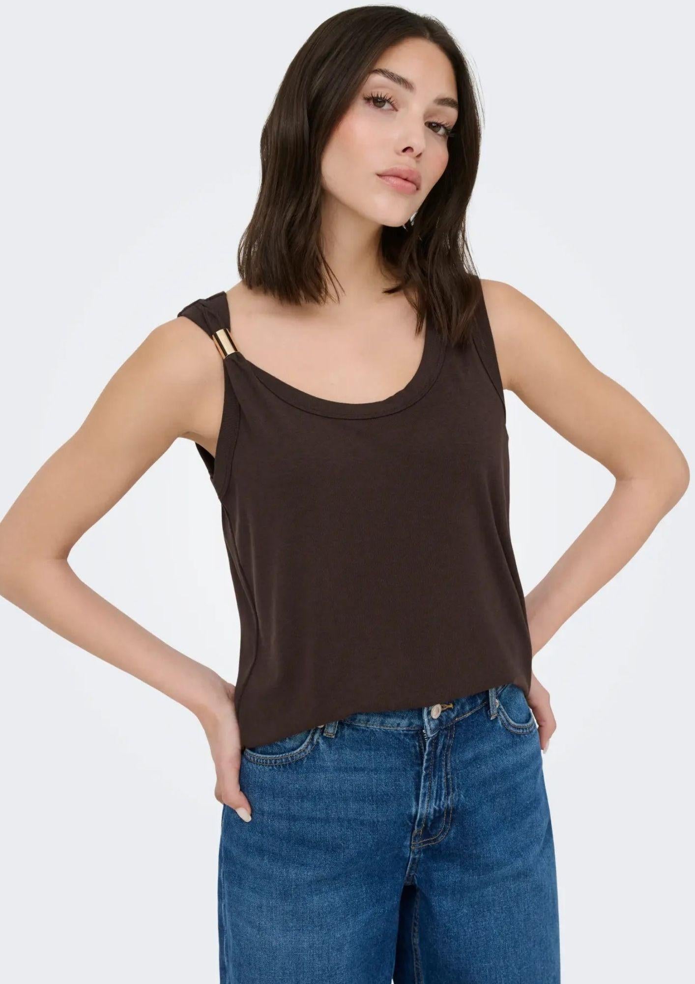 Jacqueline De Yong Top Donna Uffa Marrone 15369973 Chicory Coffee JACQUELINE DE YONG