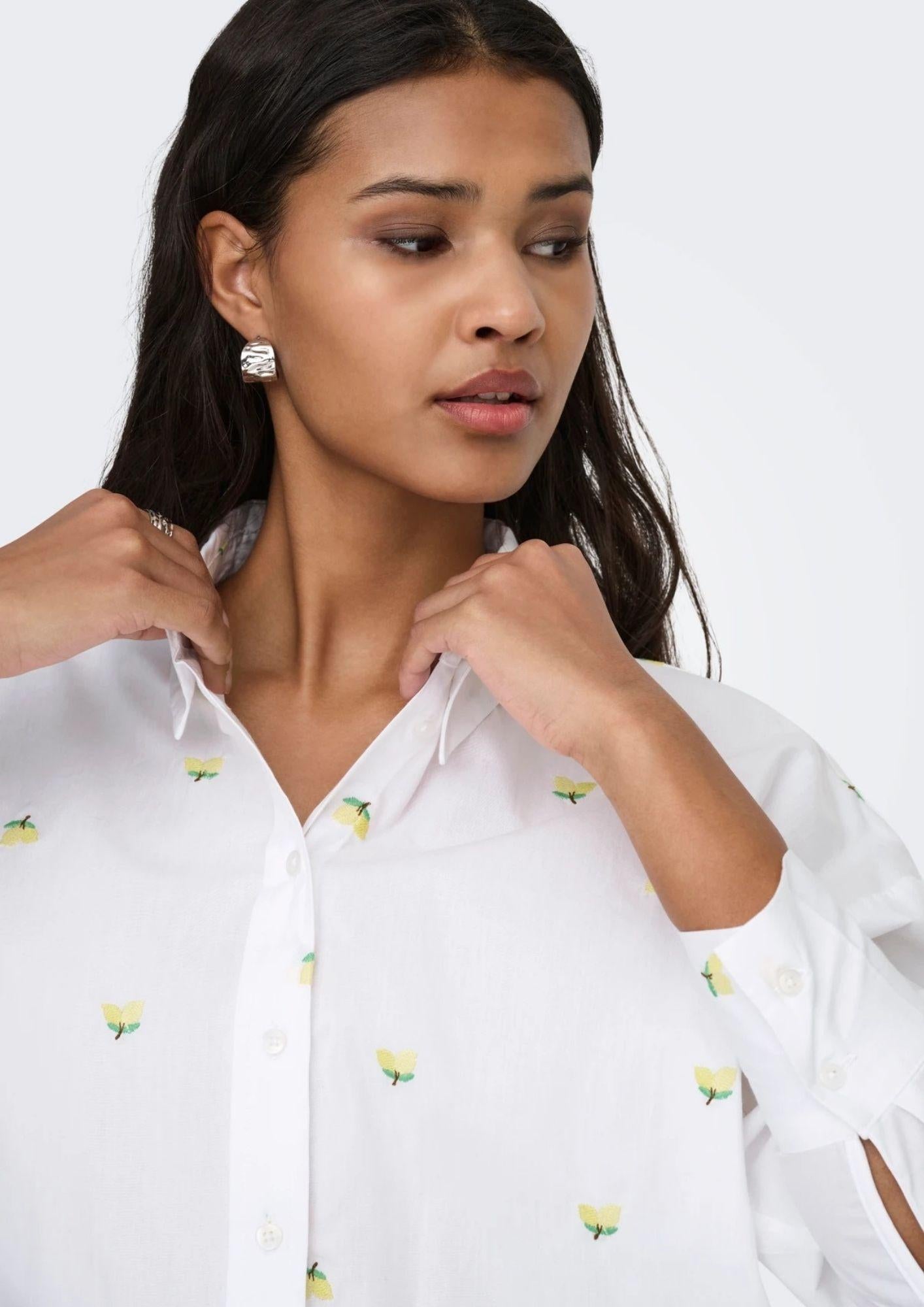 Jacqueline De Yong Camicia Donna Nelly Bianca Fiori Gialli 15330490 White YELLOW JACQUELINE DE YONG