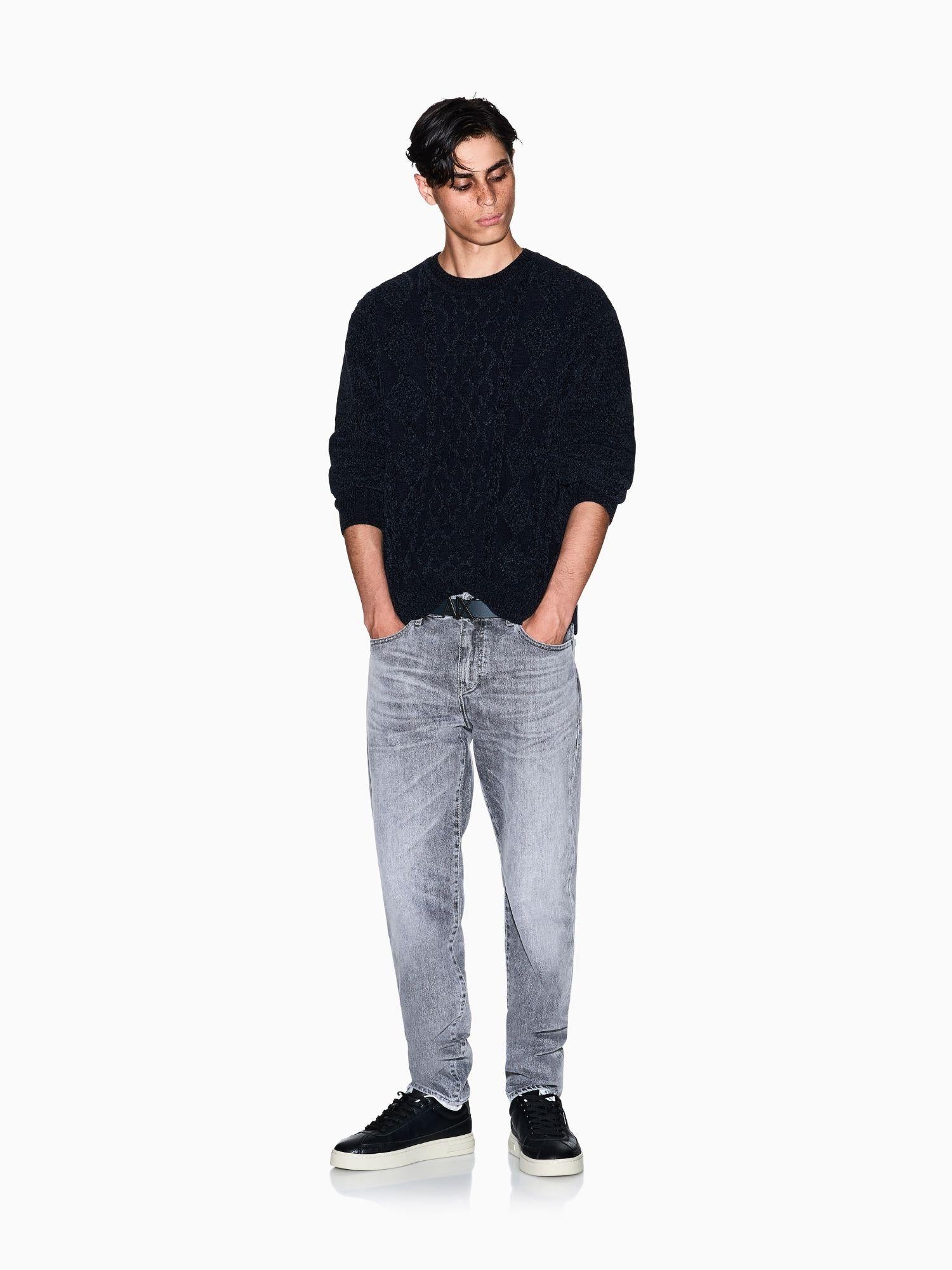 Armani Exchange Maglione Uomo a Lavorazione Intrecciata Blu Navy XM001331 AF13776 UB101 ARMANI EXCHANGE