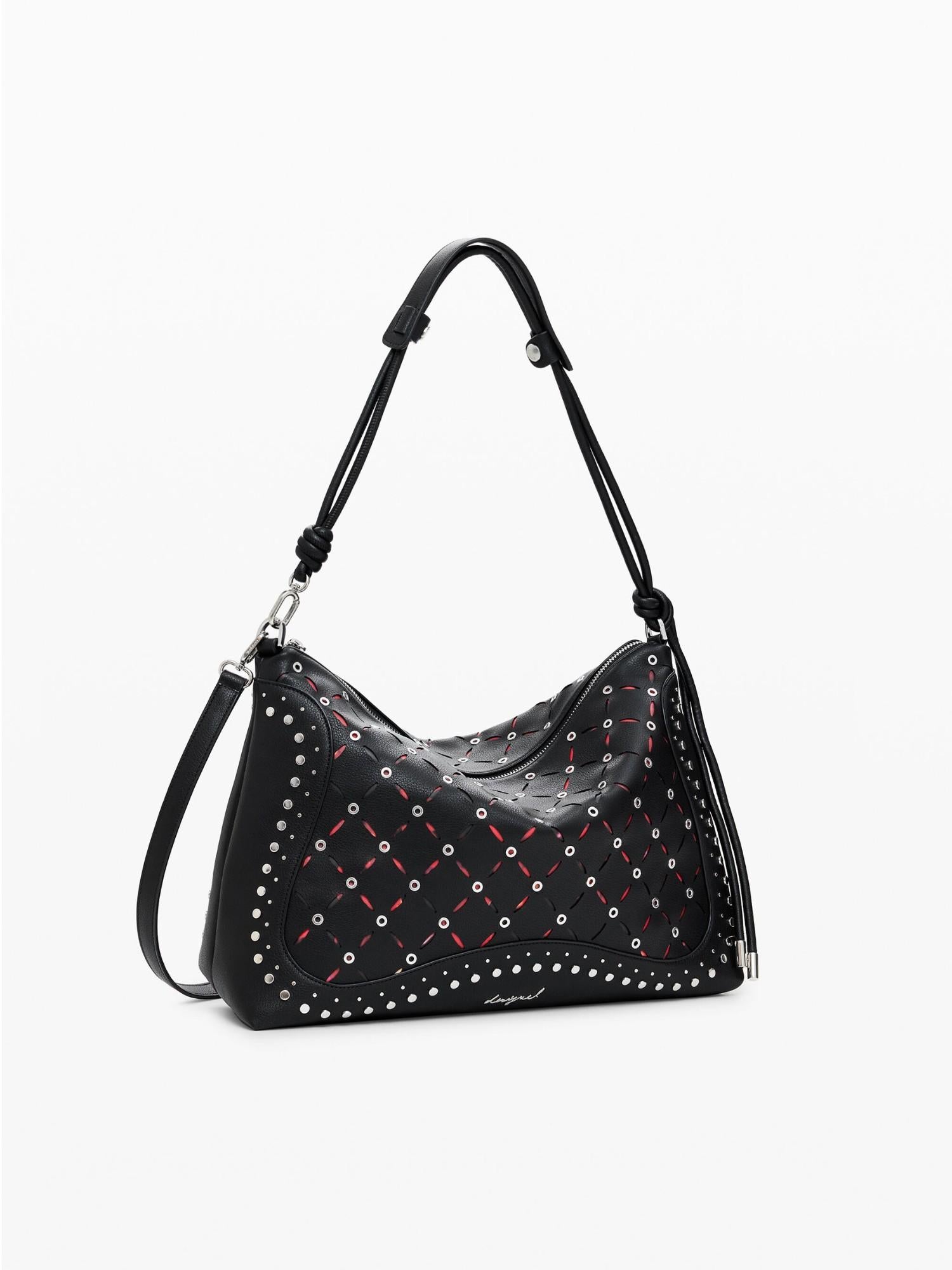 Desigual Borsa effetto pelle traforata media Donna Nero 25WAXP37 2000 DESIGUAL