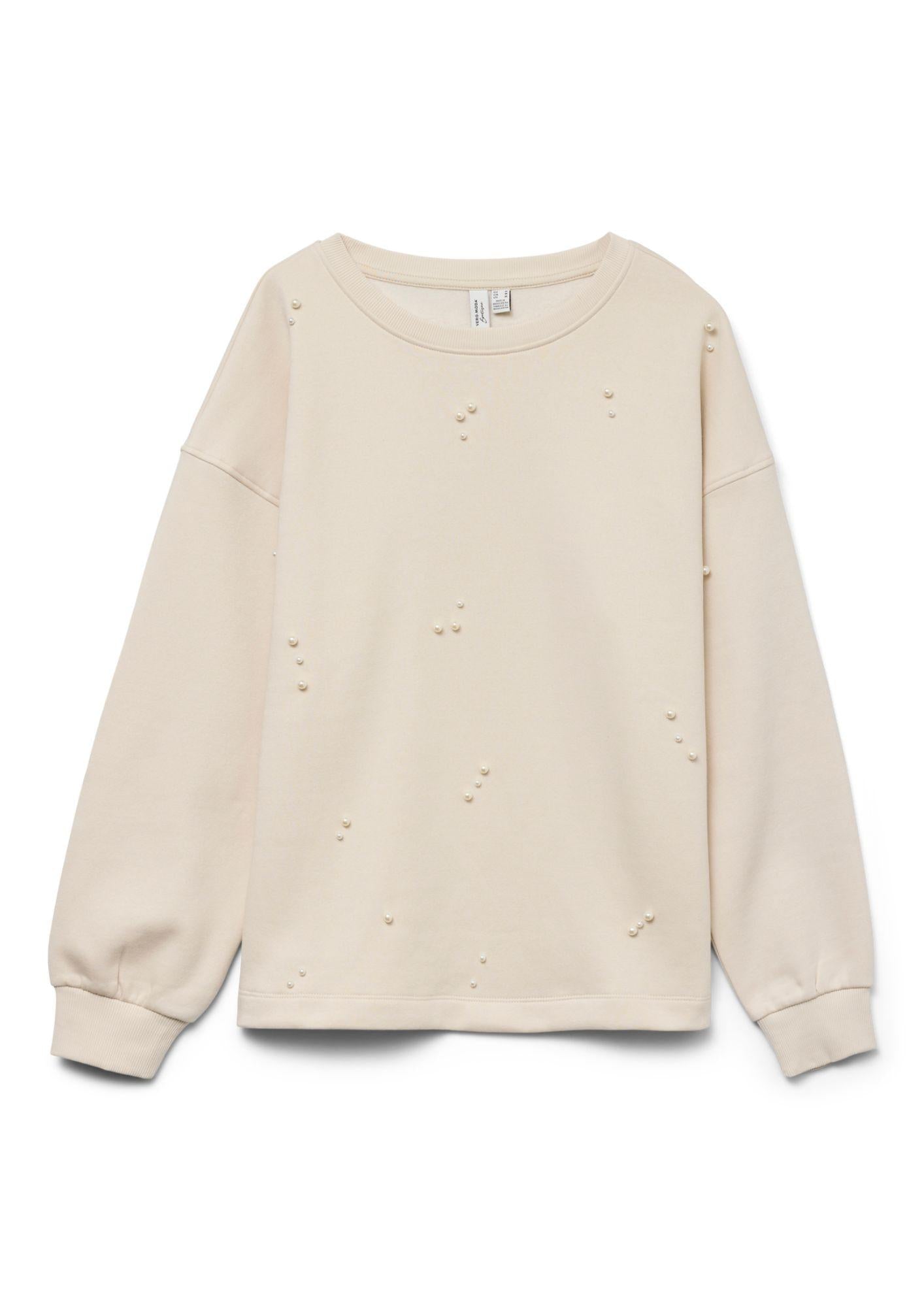 Vero Moda Felpa Donna Fatilda Beige 10333582 Birch PEARLS VERO MODA