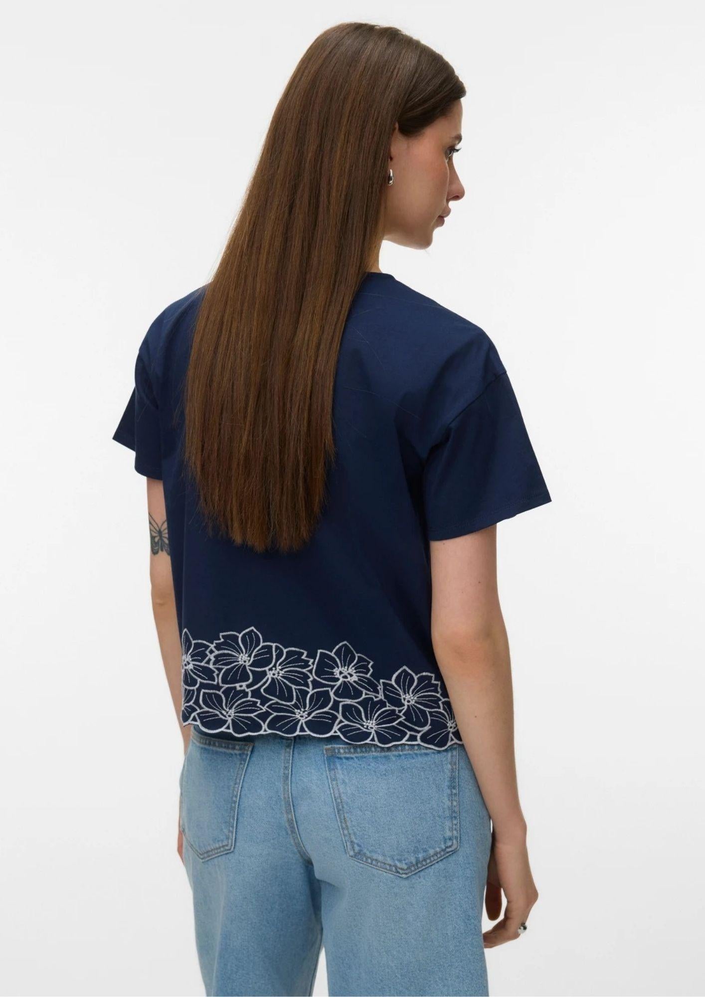 Vero Moda T-Shirt Donna Noah Blu Navy 10342965 Navy Blazer White VERO MODA