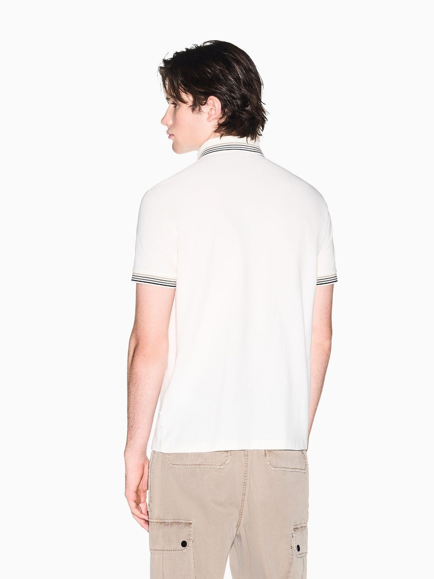 Armani Exchange Polo Uomo Bianco Crema in Piquet di Cotone Traspirante XM002326 AF13026 U1074 ARMANI EXCHANGE