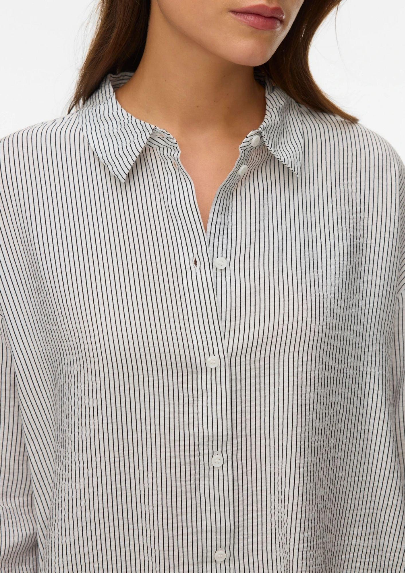 Vero Moda Camicia Donna Kaja Bianca Righe Nere 10340687 Snow White Amanda Black VERO MODA