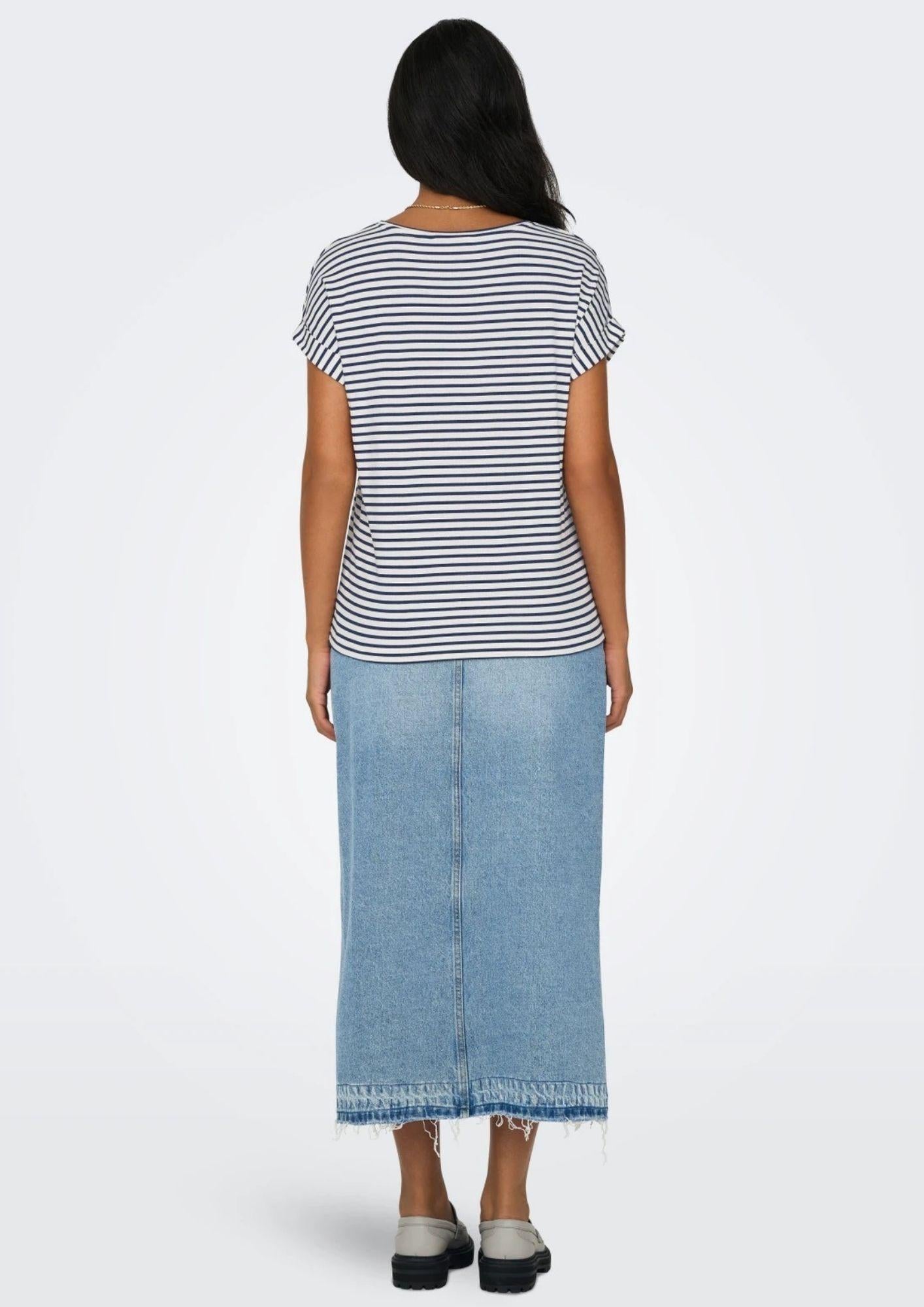 Only T-Shirt Donna Moster Bianca e Blu Naval Accademy 15206243 Naval Academy ONLY