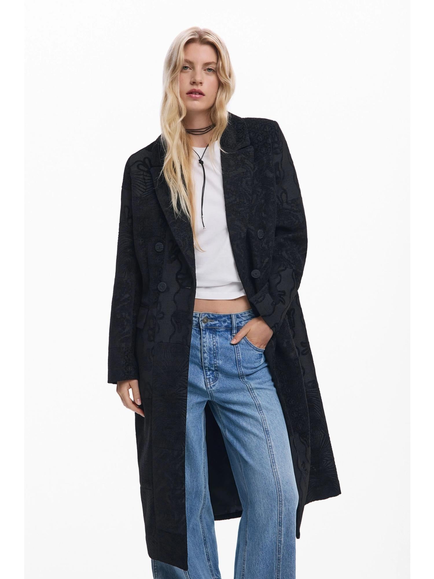 Desigual Cappotto nero a trama Donna 25WWEW16 2000 DESIGUAL