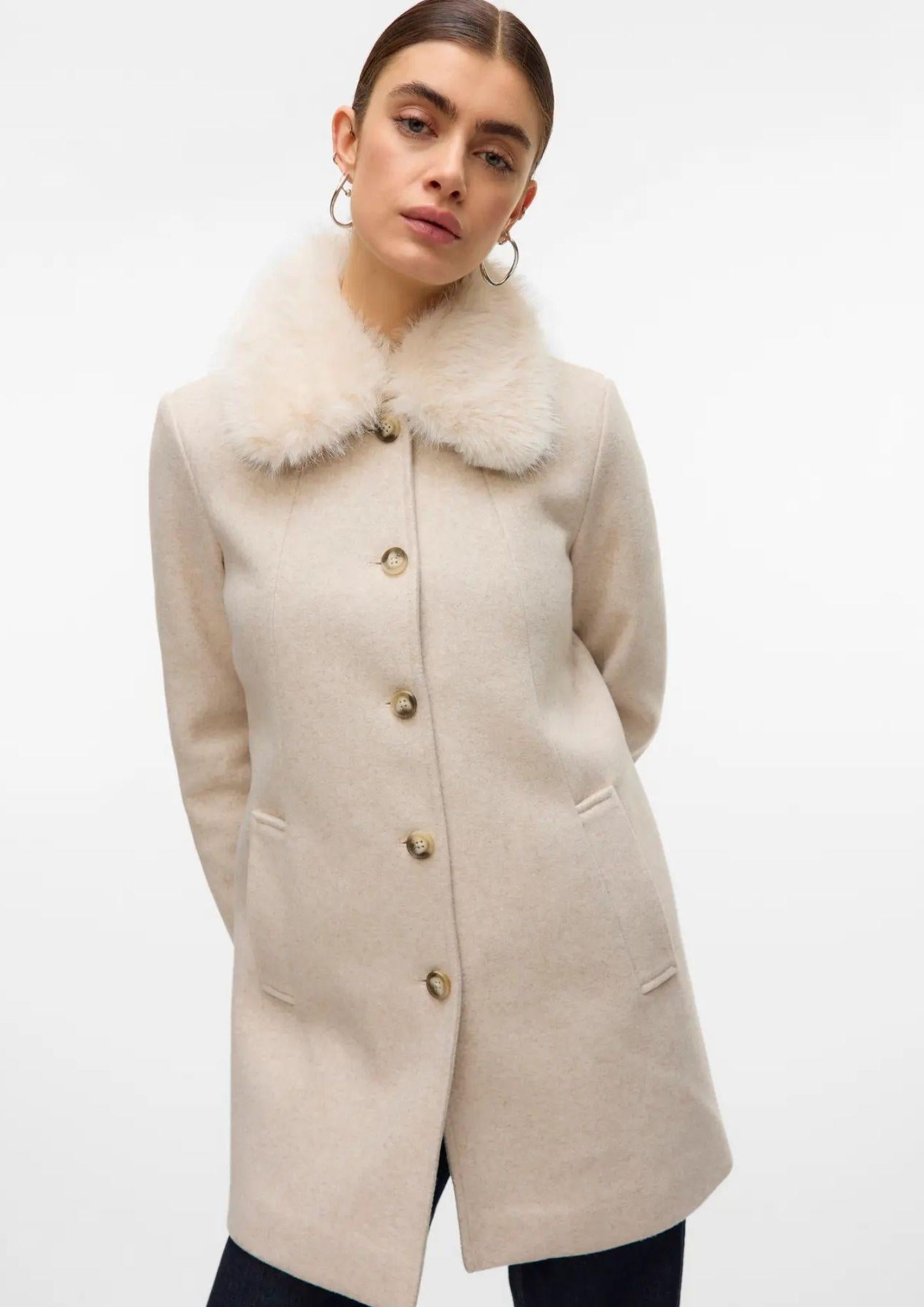 Vero Moda Giacca Invernale Donna Autumn Beige 10331559 Oatmeal MELANGE VERO MODA