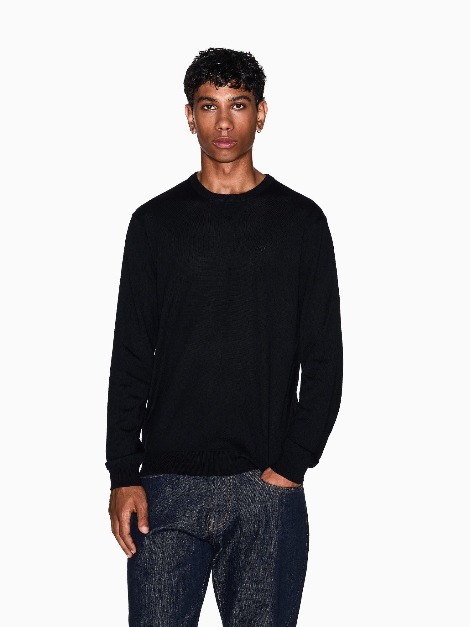 Armani Exchange Maglione girocollo in lana vergine Uomo Nero 8NZM3A ZM8AZ 1200 ARMANI EXCHANGE