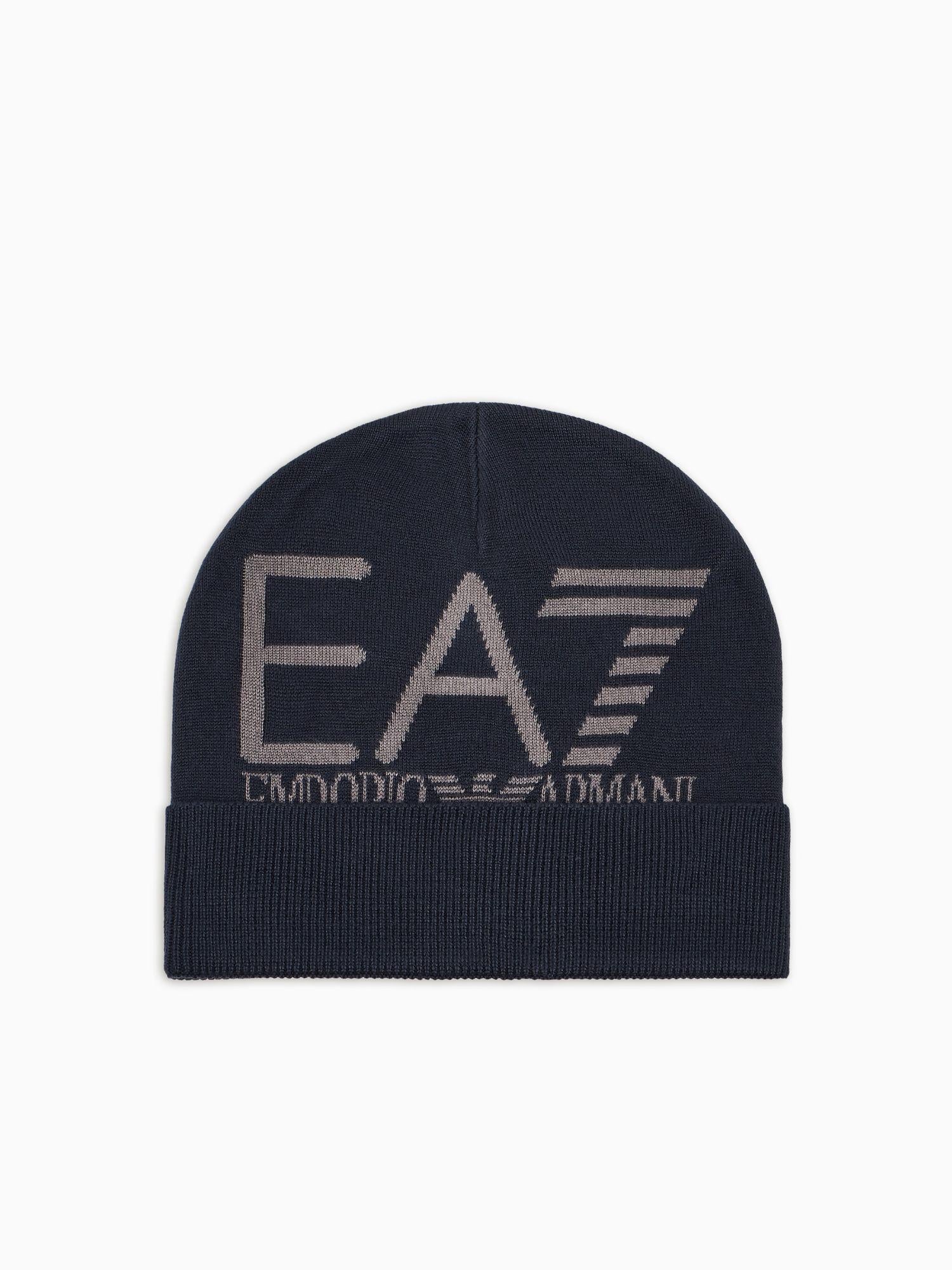 EA7 Emporio Armani Beanie Visibility con maxi logo EA7 Blu 7X000006 AF11994 MB015 EA7 EMPORIO ARMANI