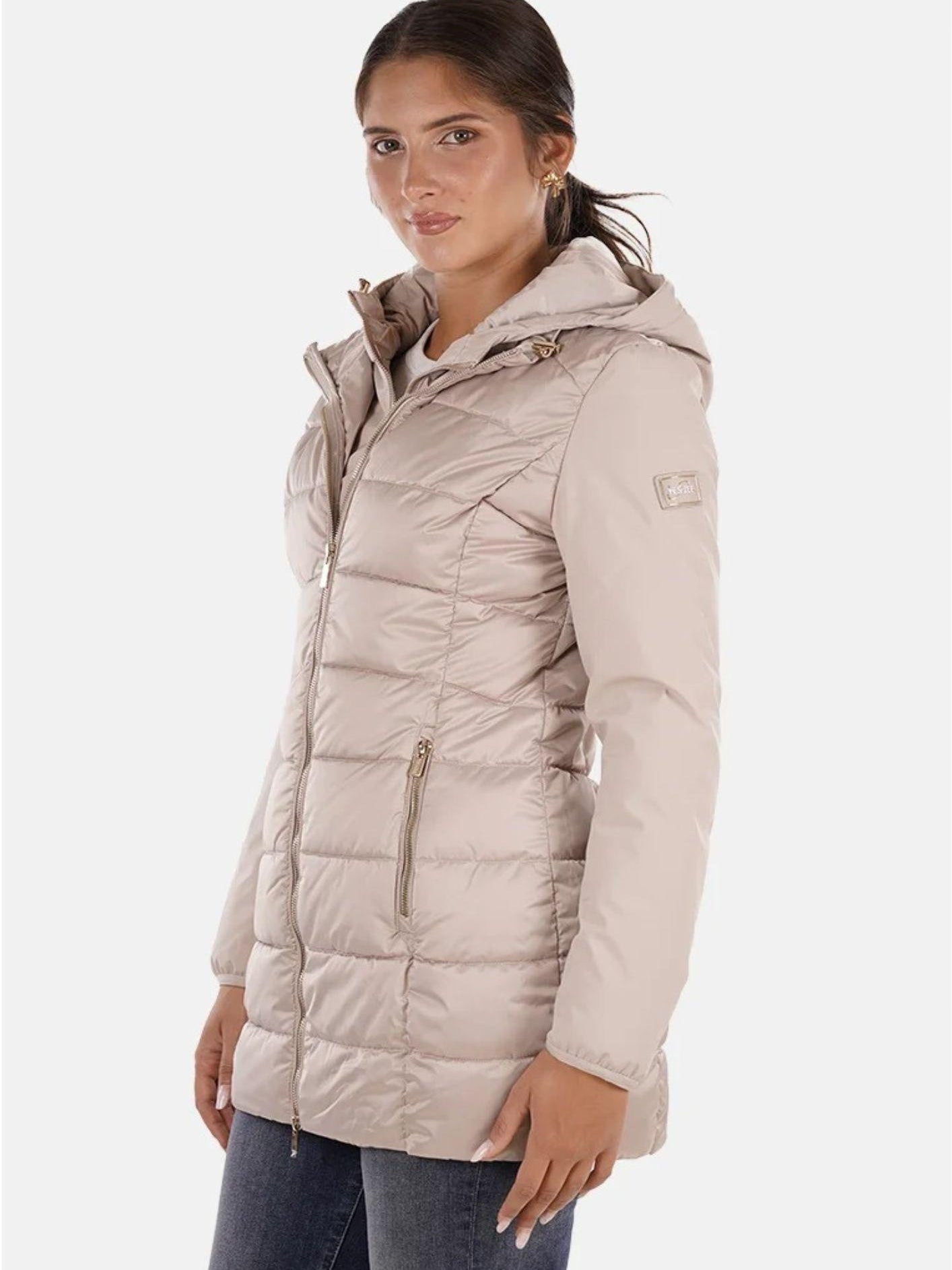 Yes Zee Giacca Lunga Donna Beige O045 M800 0222 YES ZEE