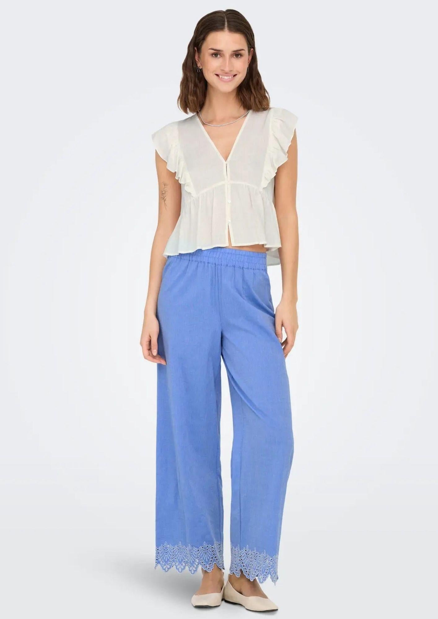 Only Pantalone Donna Paula Blu 15343184 Blue Bonnet ONLY