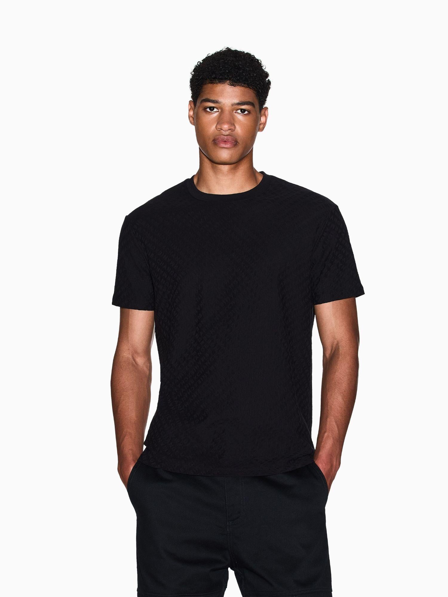 Armani Exchange T-Shirt Uomo Regular Fit in Tessuto Jacquard Nero XM001431 AF10337 FC022 ARMANI EXCHANGE