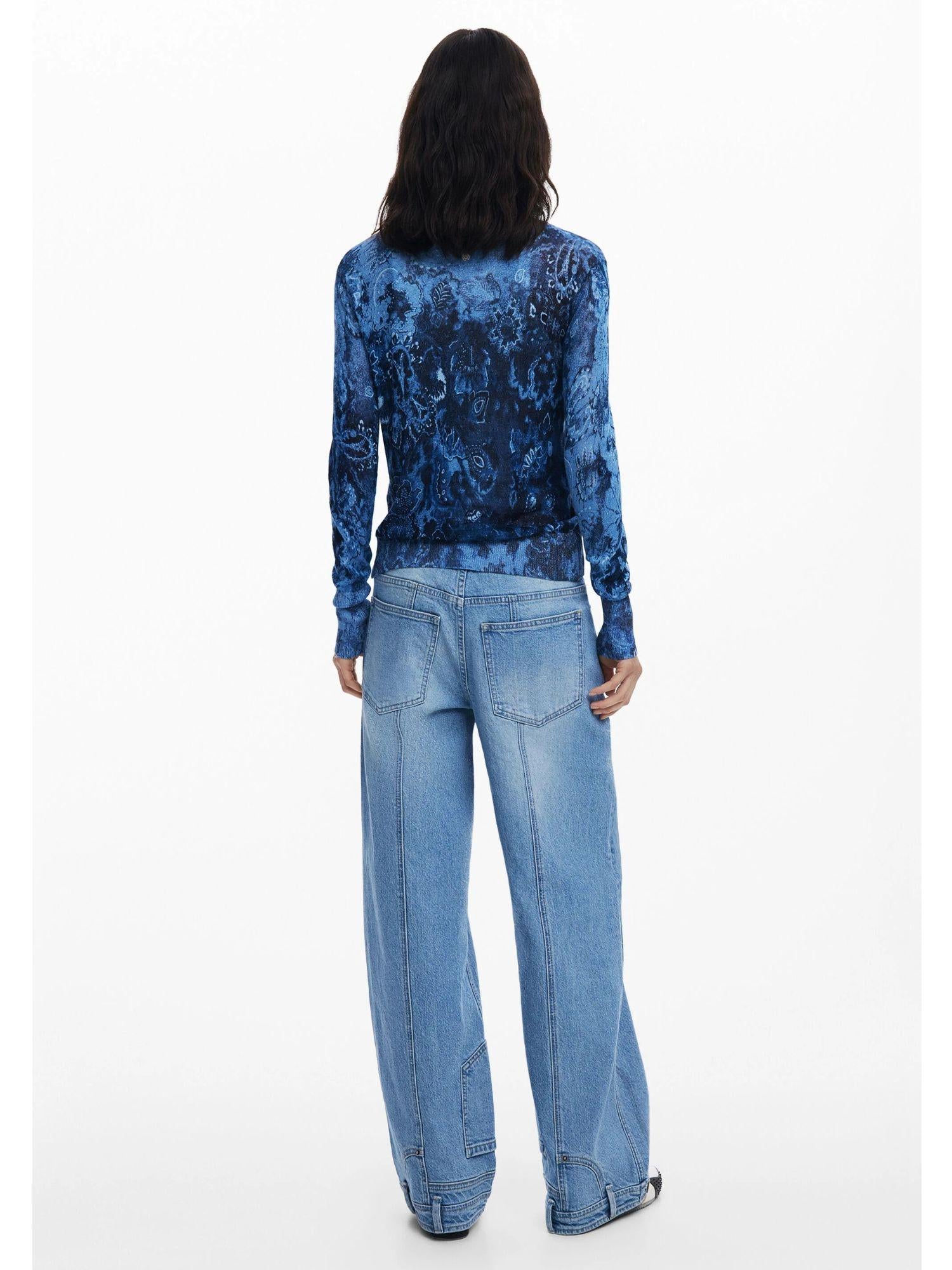 Desigual Maglione con bottoni brillante Donna Blu 25WWJF12 5016 DESIGUAL