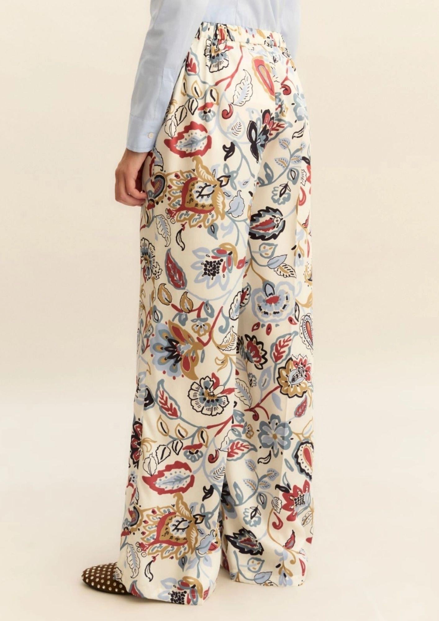 Emme Marella Pantalone Donna Emmbaobab BIanco Lana Fantasia Floreale 2615131241200 012 EMME MARELLA
